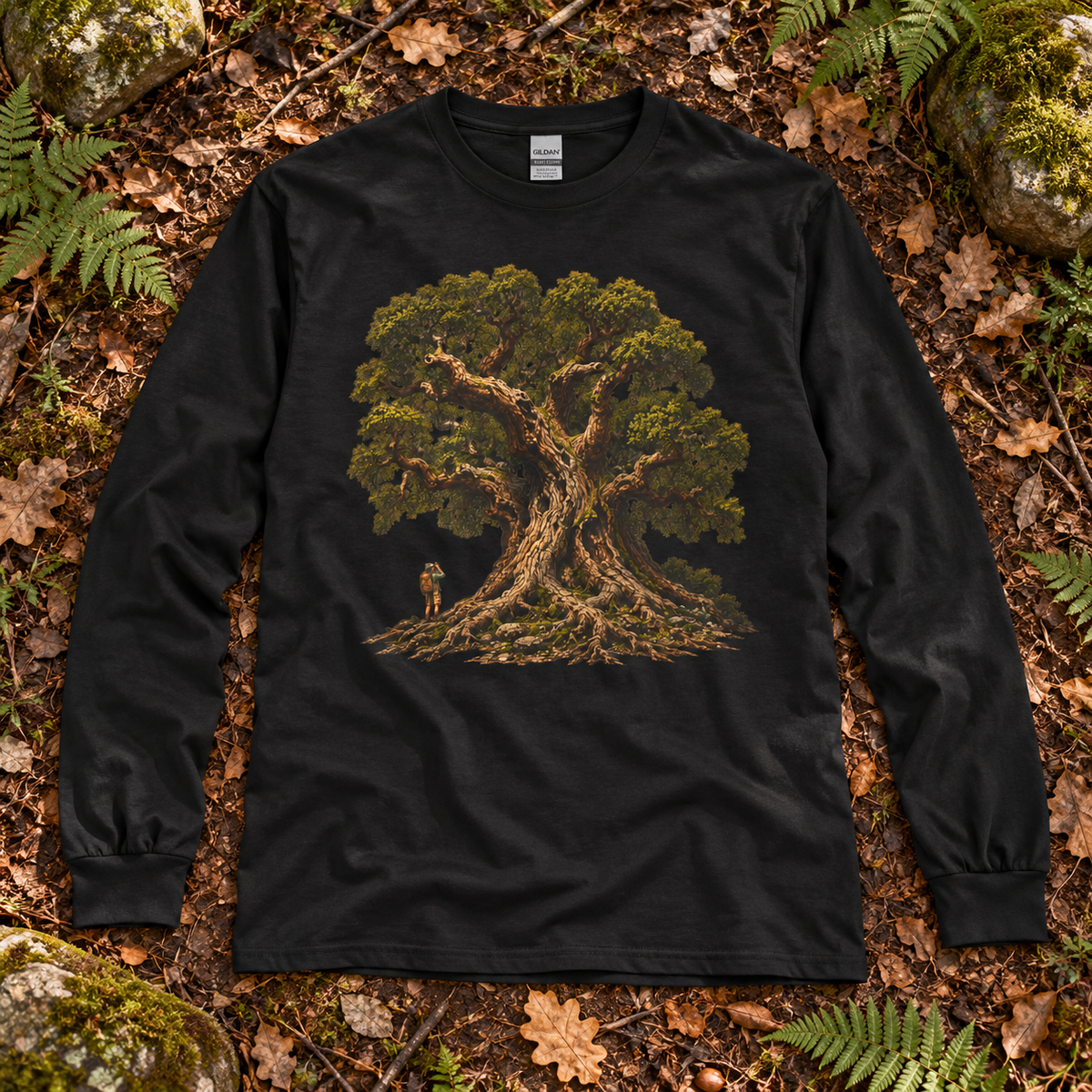 Giant Tree, Little Man Version 2 Long Sleeve T-Shirt