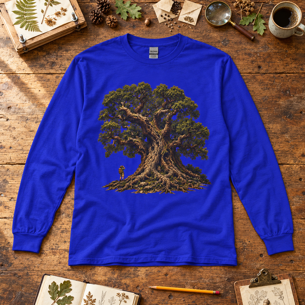 Giant Tree, Little Man Version 2 Long Sleeve T-Shirt
