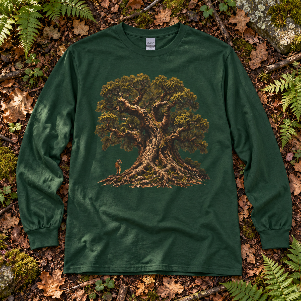 Giant Tree, Little Man Version 2 Long Sleeve T-Shirt