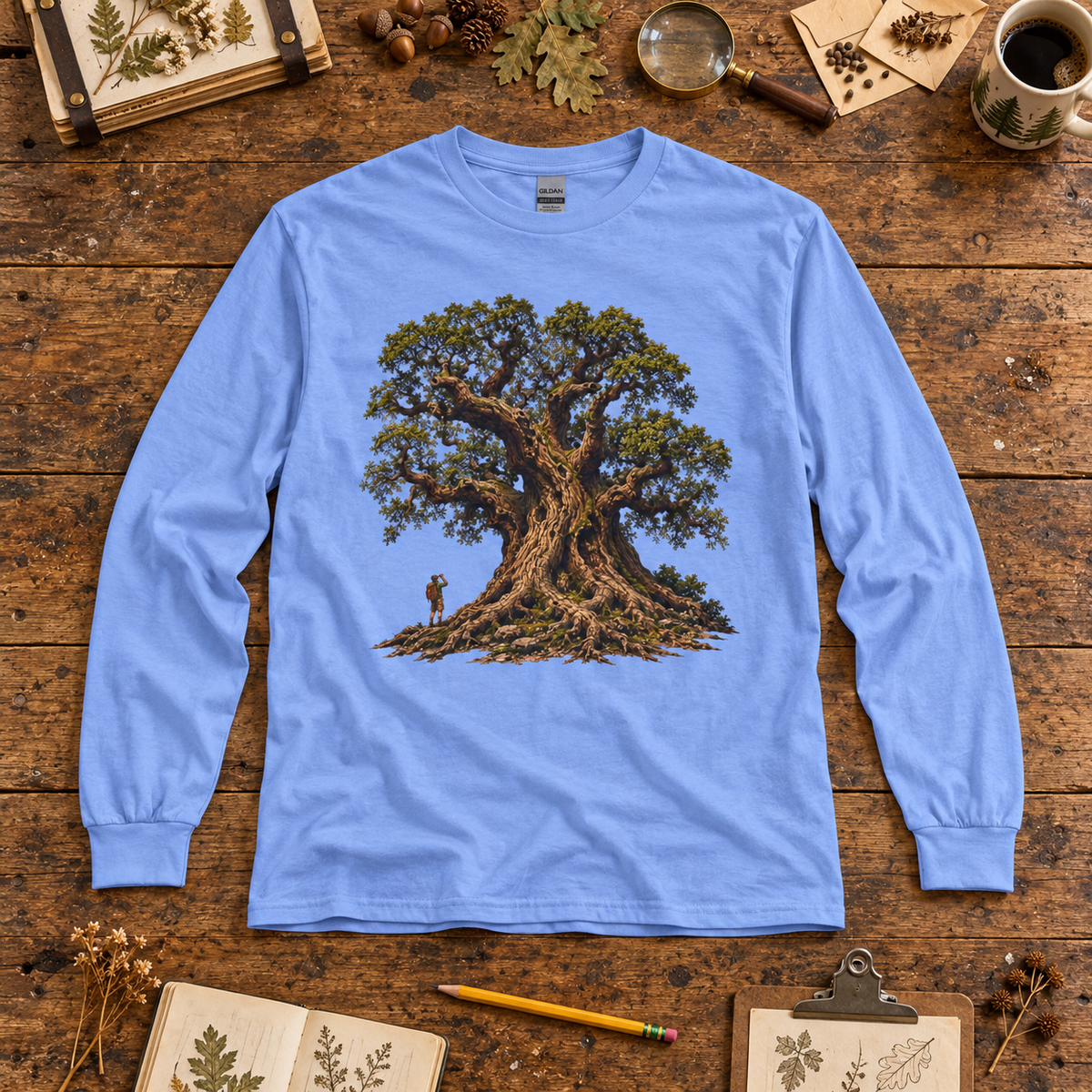 Giant Tree, Little Man Version 2 Long Sleeve T-Shirt
