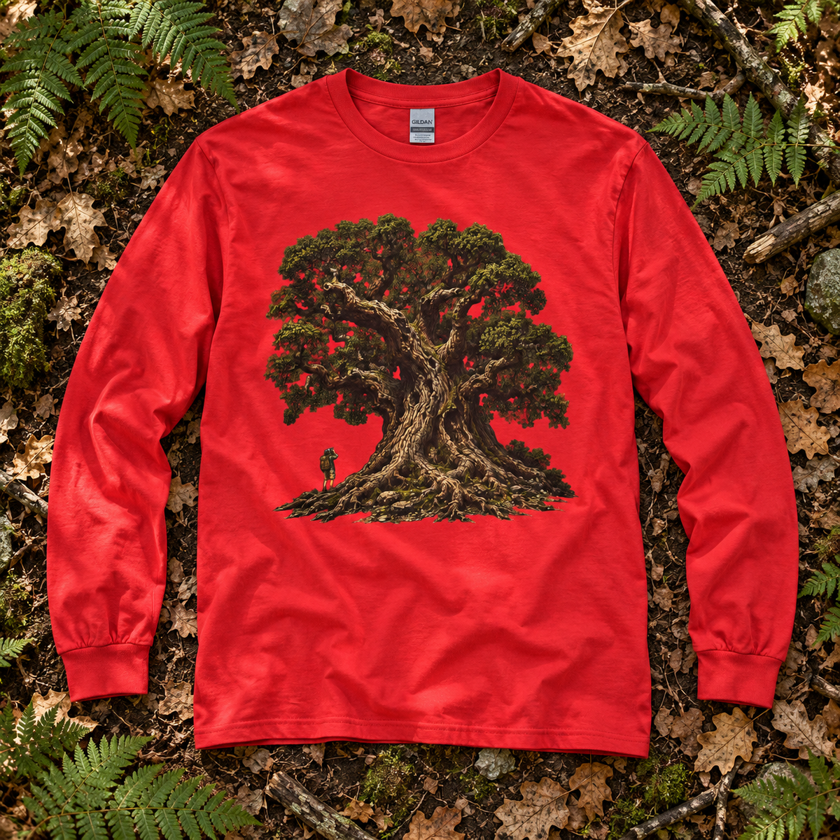 Giant Tree, Little Man Version 2 Long Sleeve T-Shirt