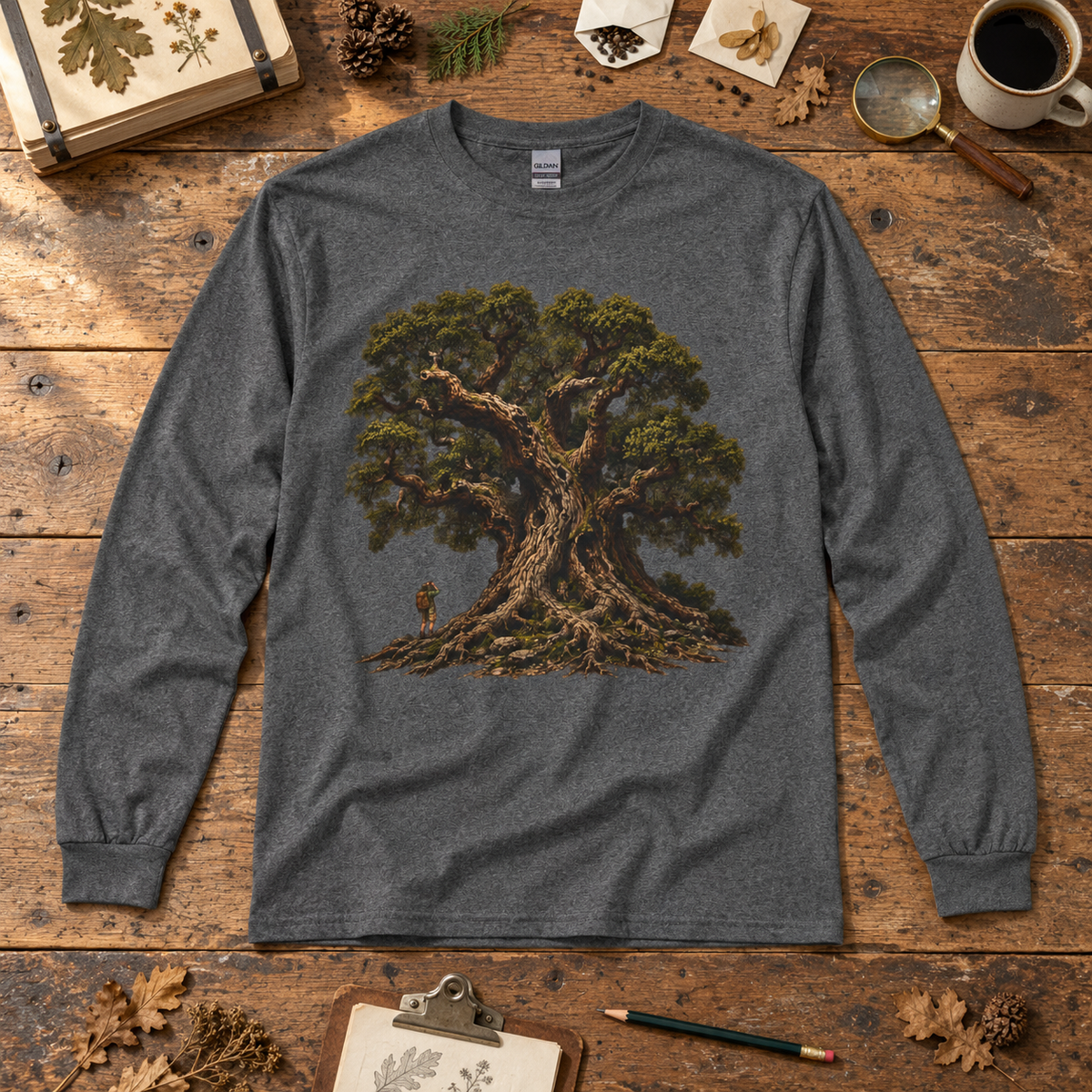 Giant Tree, Little Man Version 2 Long Sleeve T-Shirt