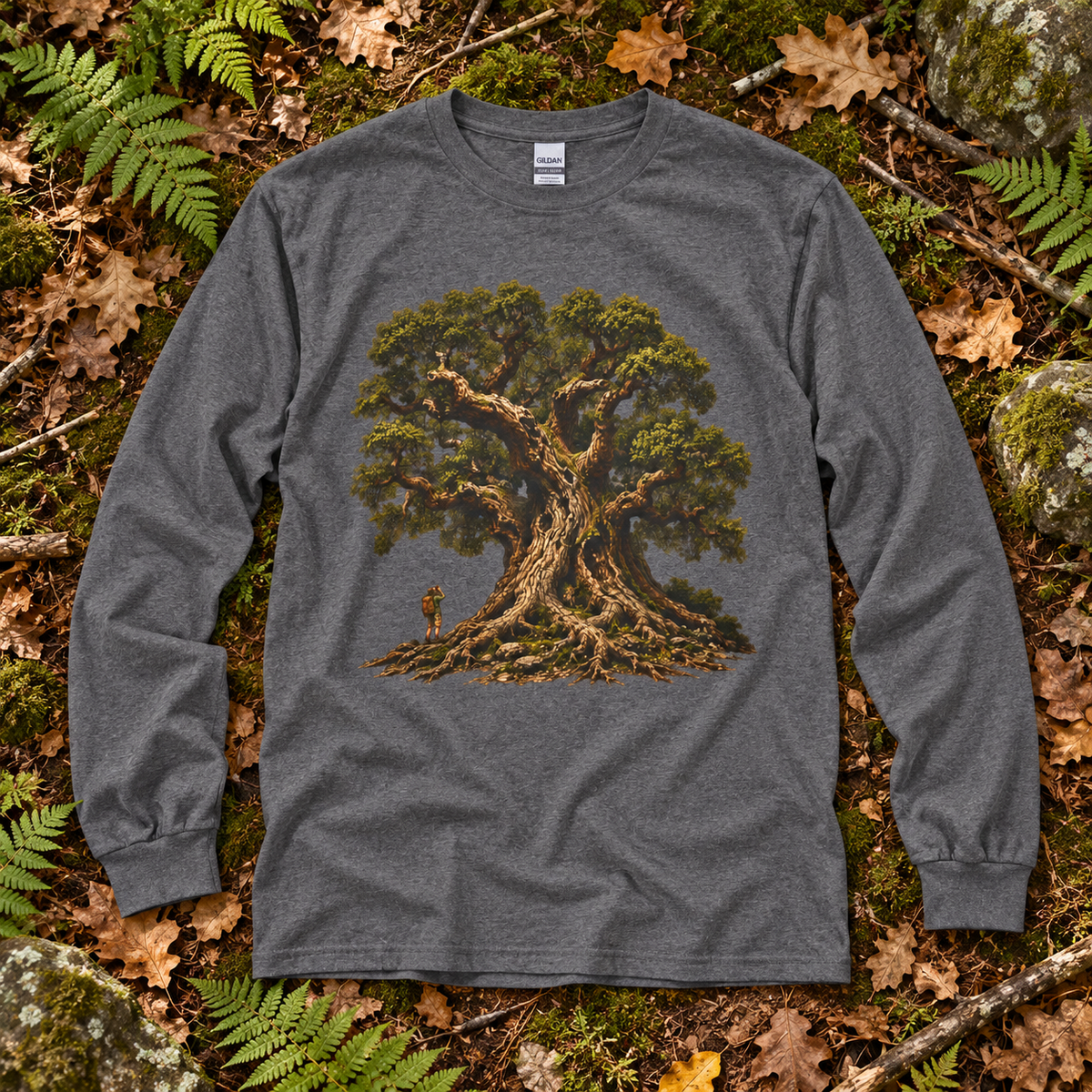Giant Tree, Little Man Version 2 Long Sleeve T-Shirt