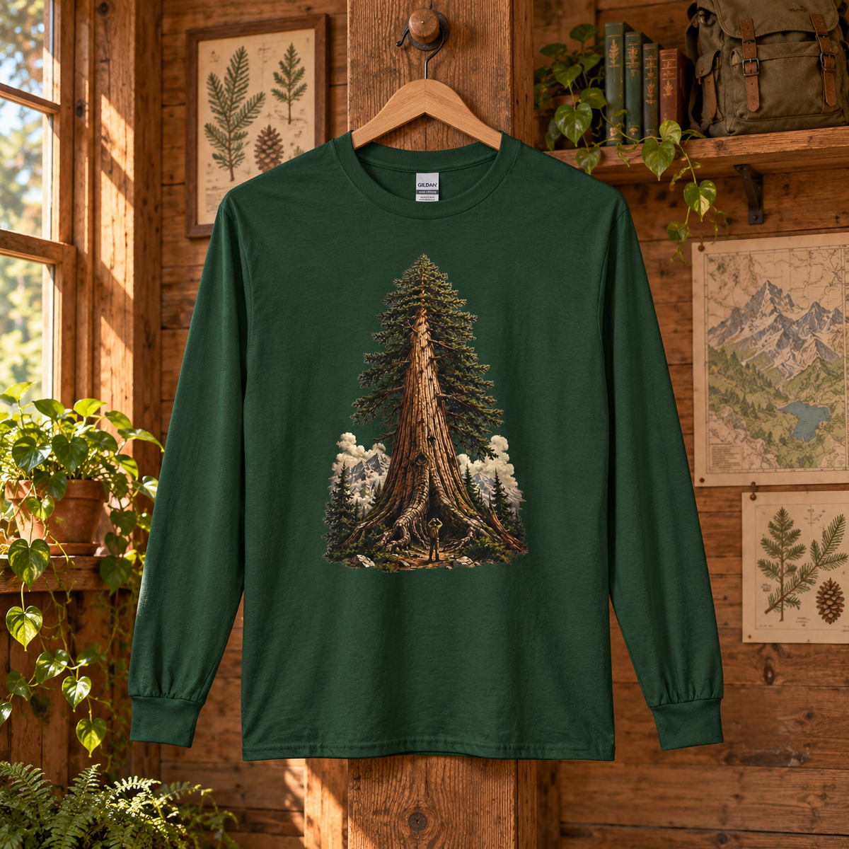 Giant Tree, Little Man Version 3 Long Sleeve T-Shirt