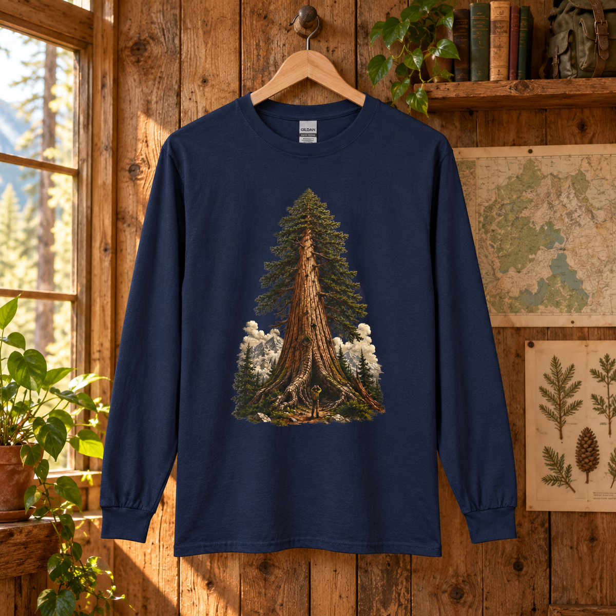 Giant Tree, Little Man Version 3 Long Sleeve T-Shirt