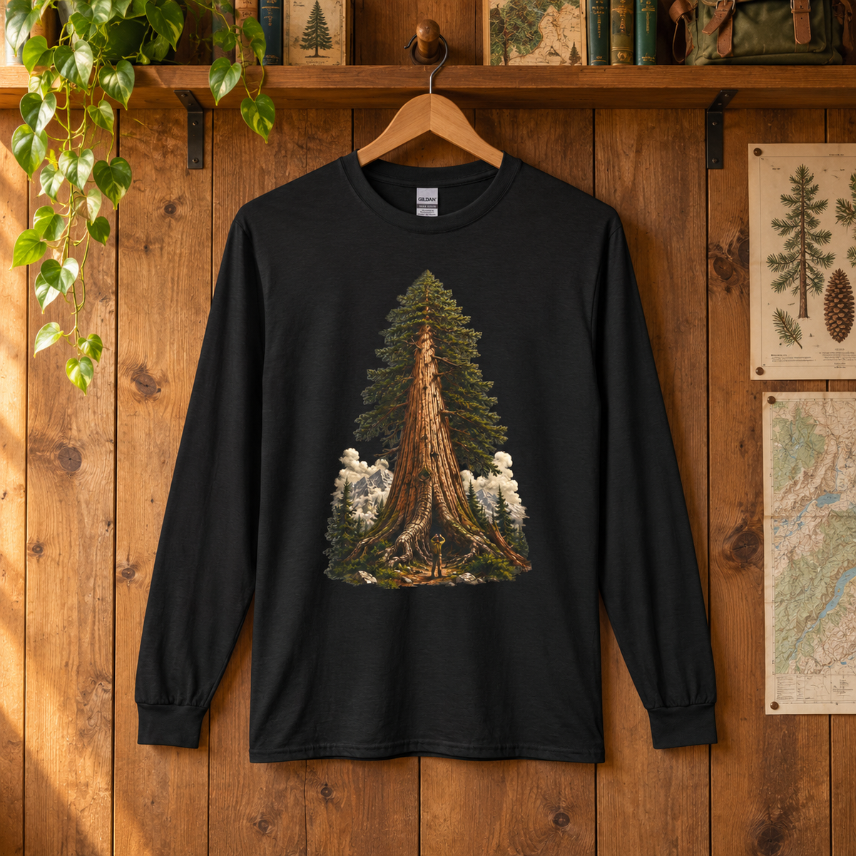 Giant Tree, Little Man Version 3 Long Sleeve T-Shirt