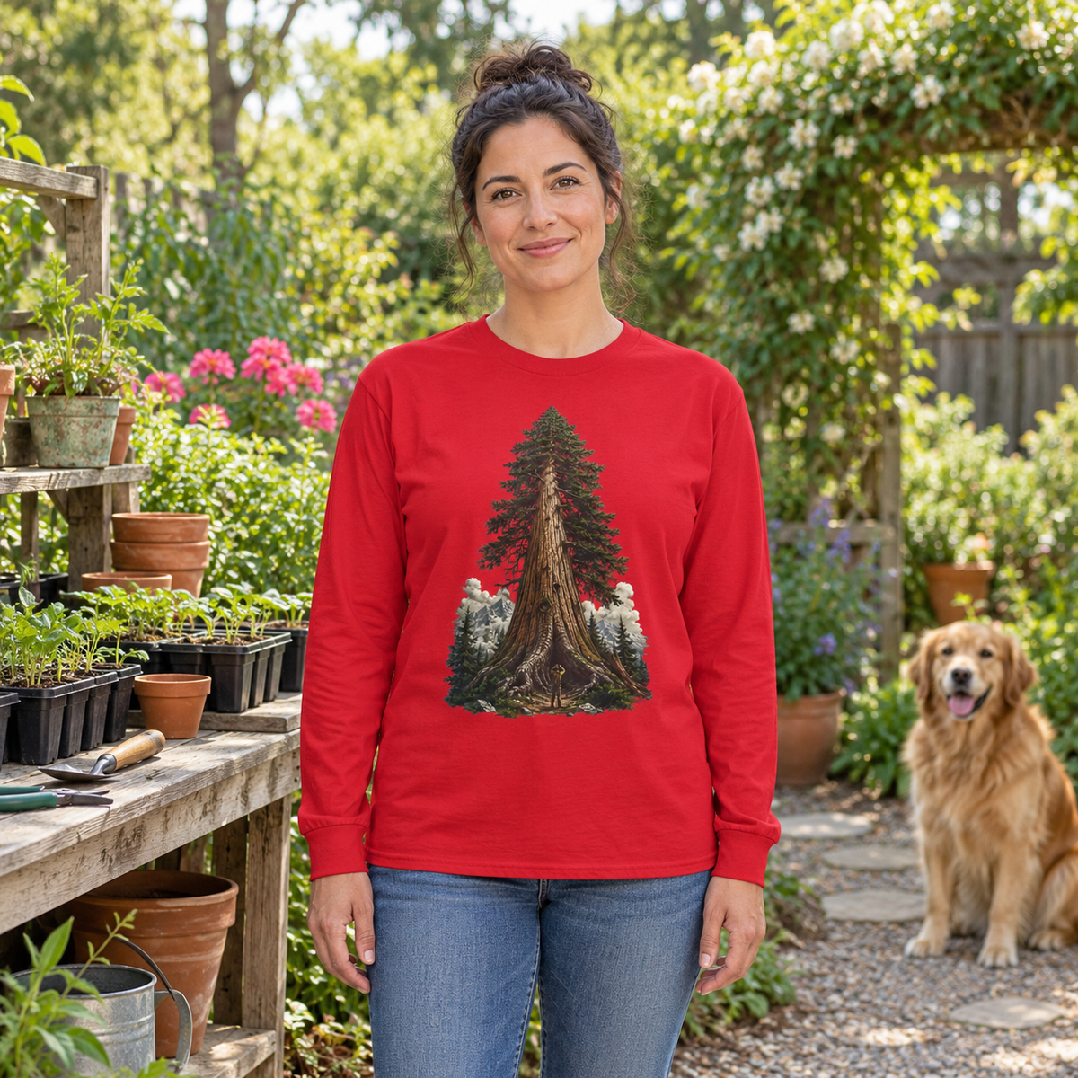 Giant Tree, Little Man Version 3 Long Sleeve T-Shirt