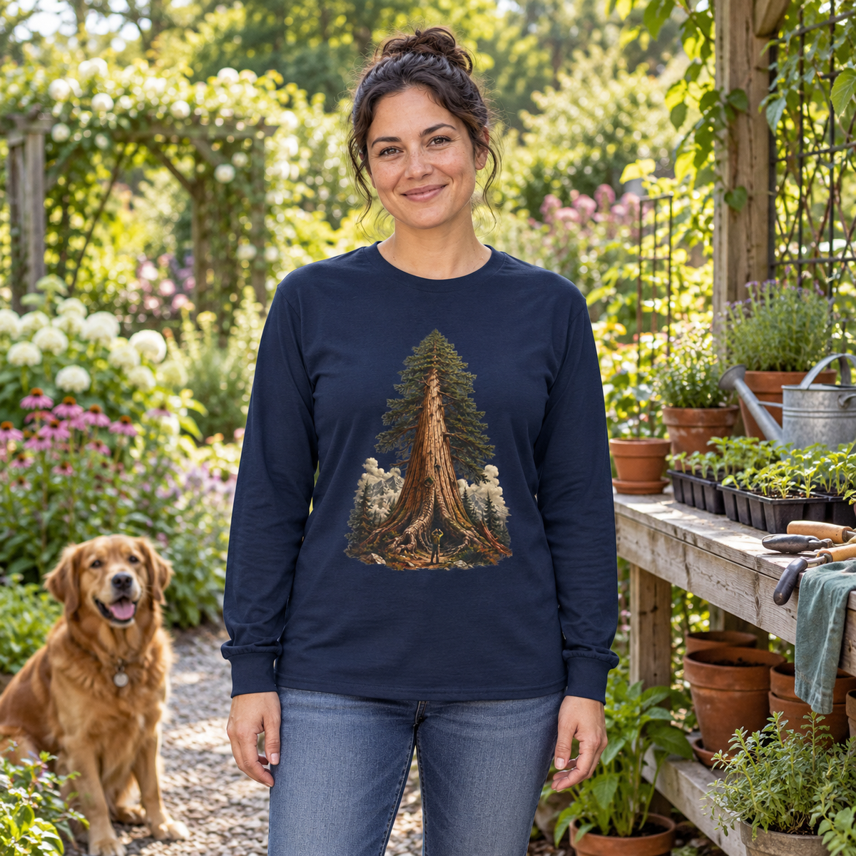 Giant Tree, Little Man Version 3 Long Sleeve T-Shirt