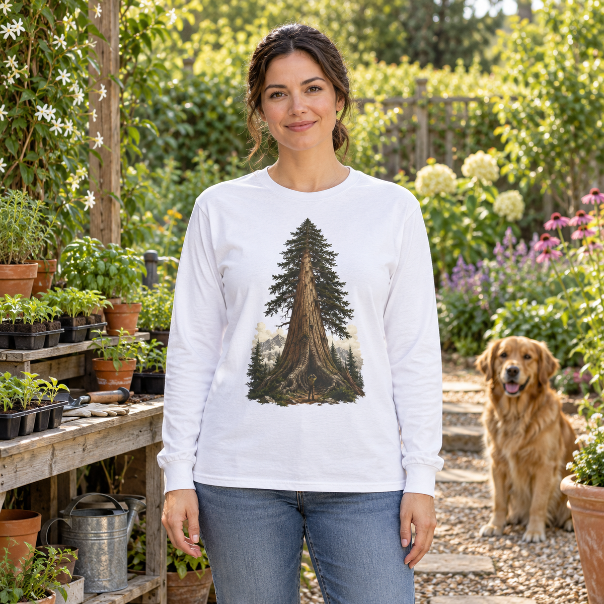 Giant Tree, Little Man Version 3 Long Sleeve T-Shirt