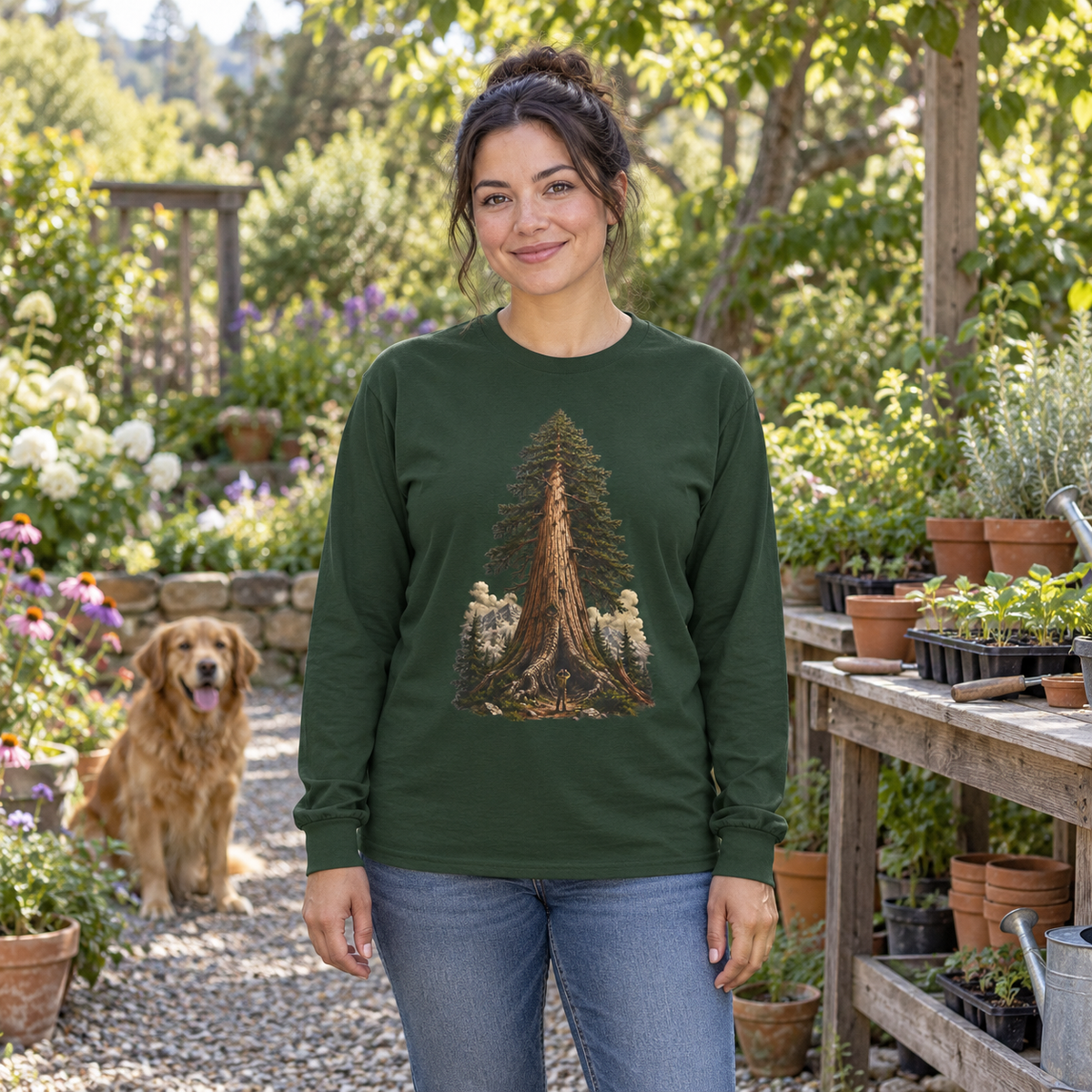 Giant Tree, Little Man Version 3 Long Sleeve T-Shirt