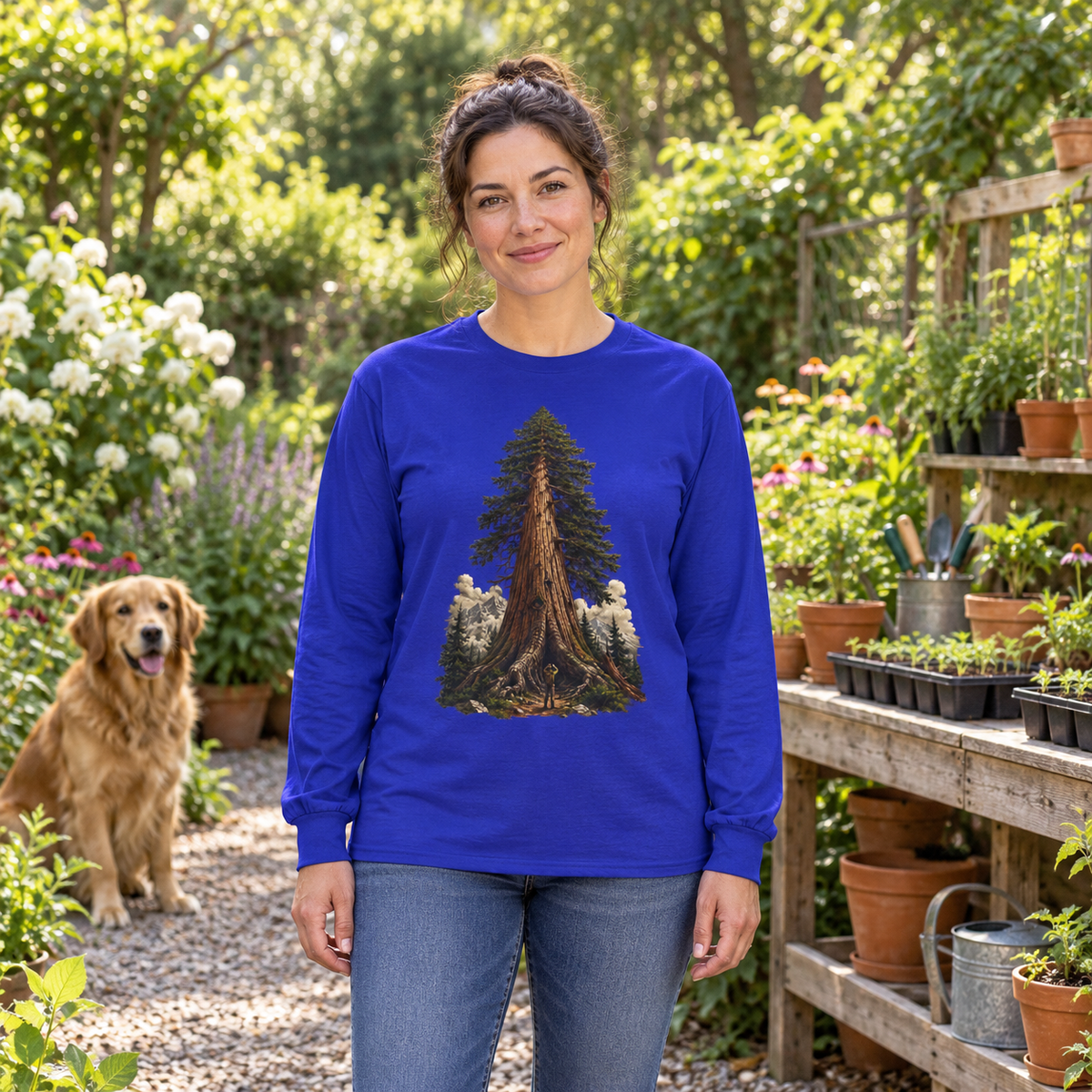 Giant Tree, Little Man Version 3 Long Sleeve T-Shirt
