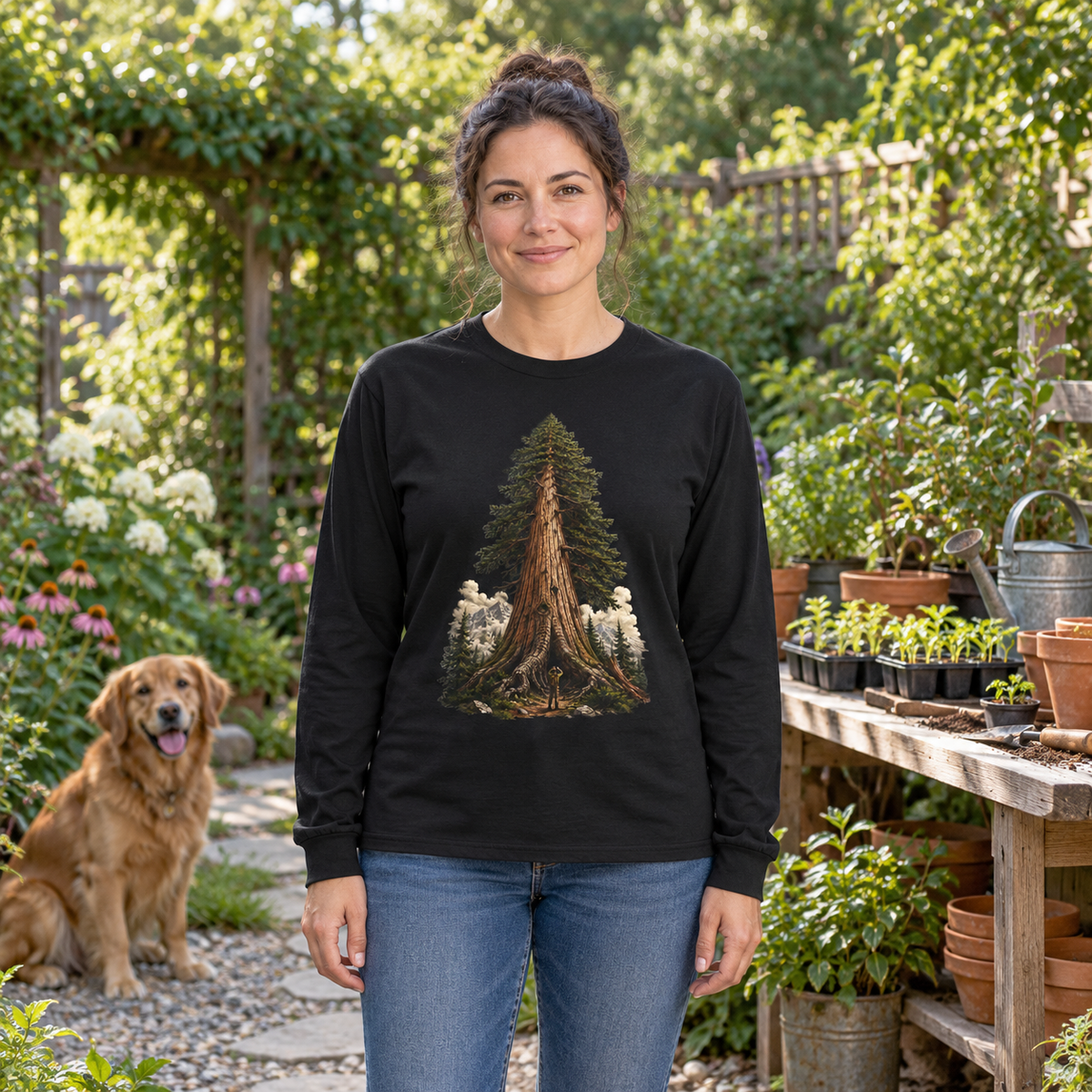 Giant Tree, Little Man Version 3 Long Sleeve T-Shirt