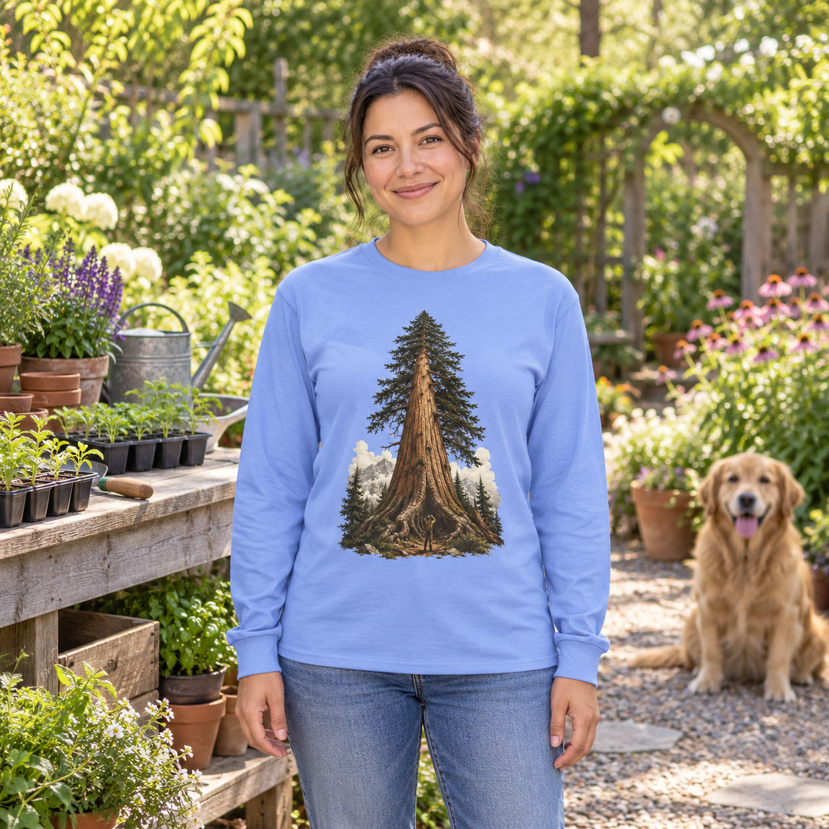 Giant Tree, Little Man Version 3 Long Sleeve T-Shirt