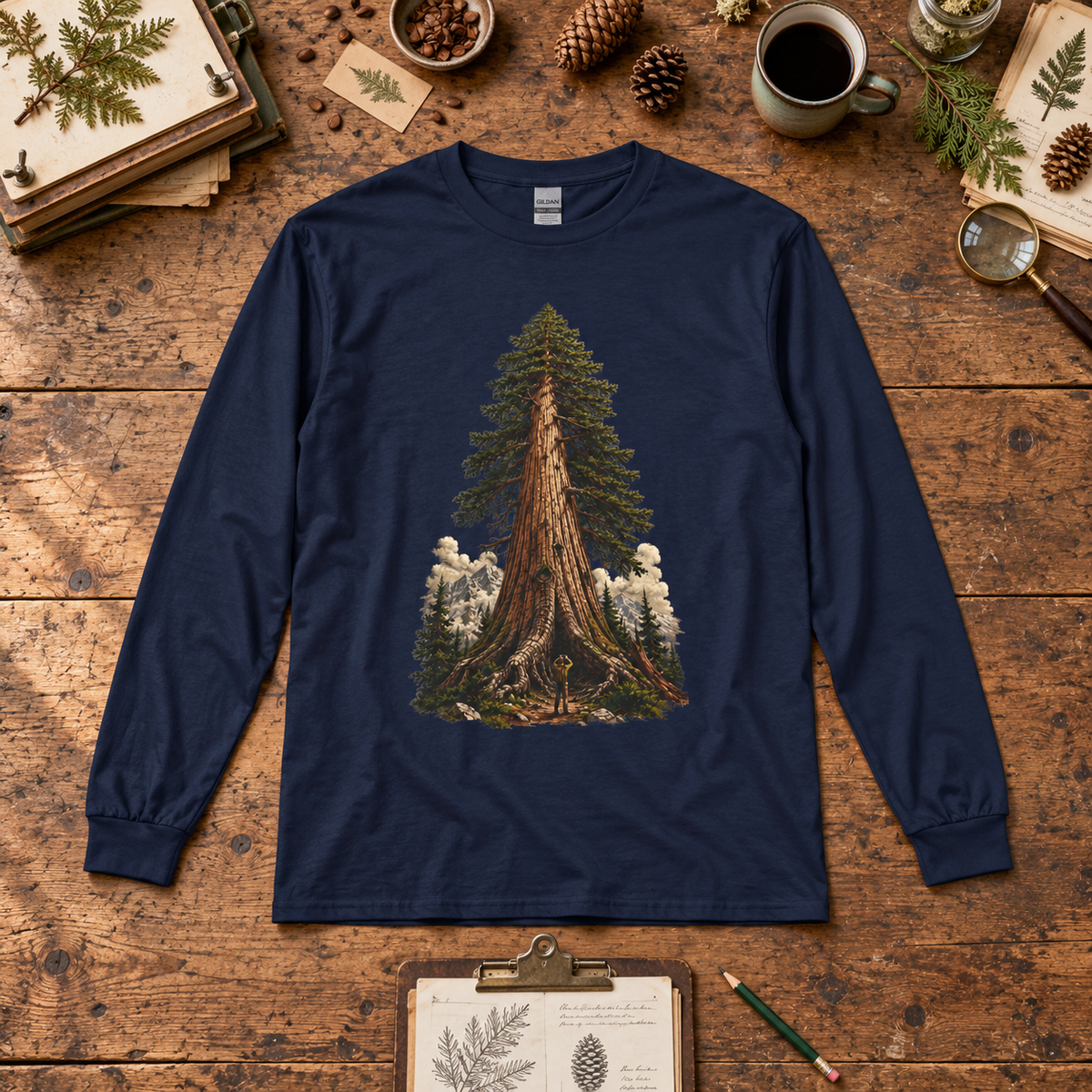 Giant Tree, Little Man Version 3 Long Sleeve T-Shirt