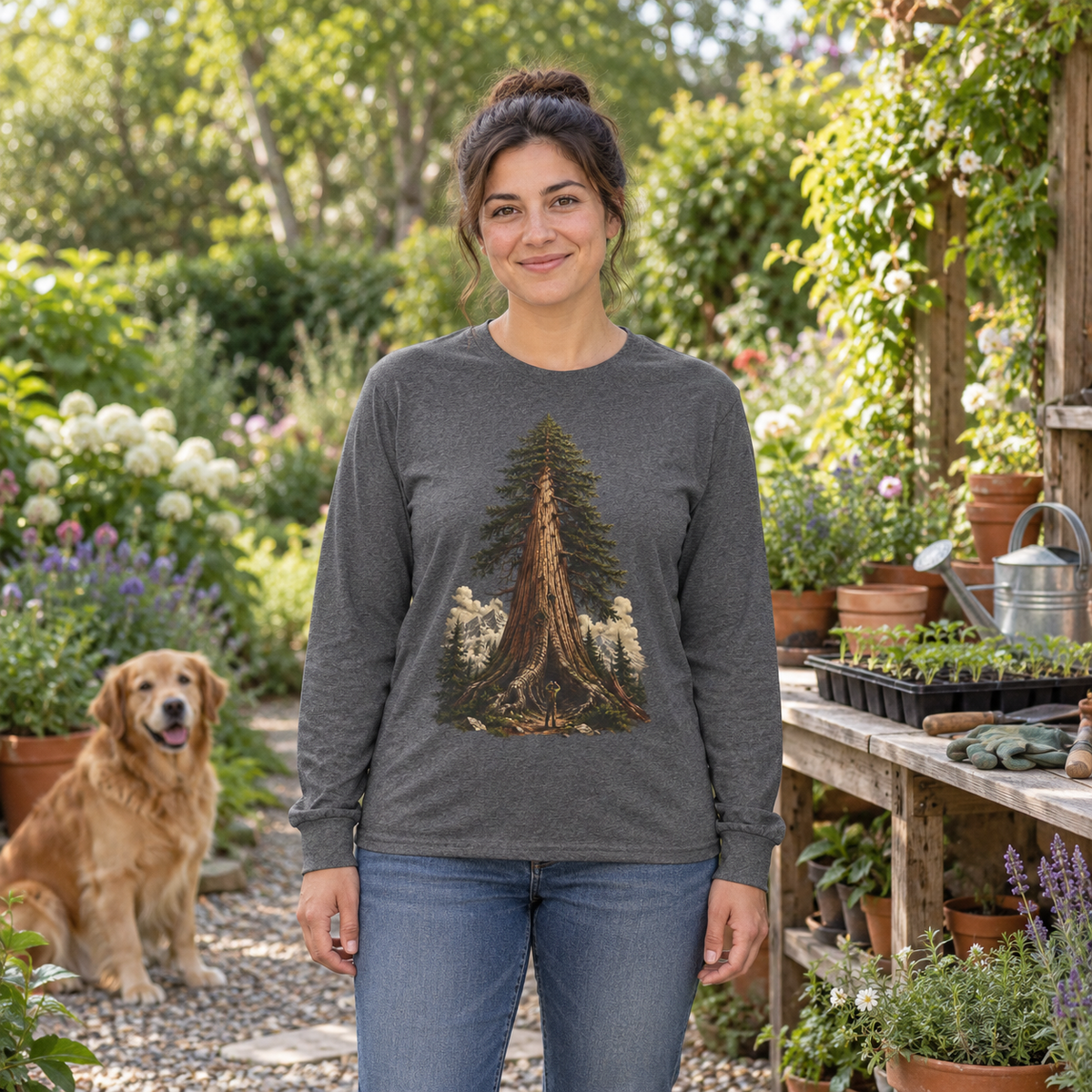 Giant Tree, Little Man Version 3 Long Sleeve T-Shirt