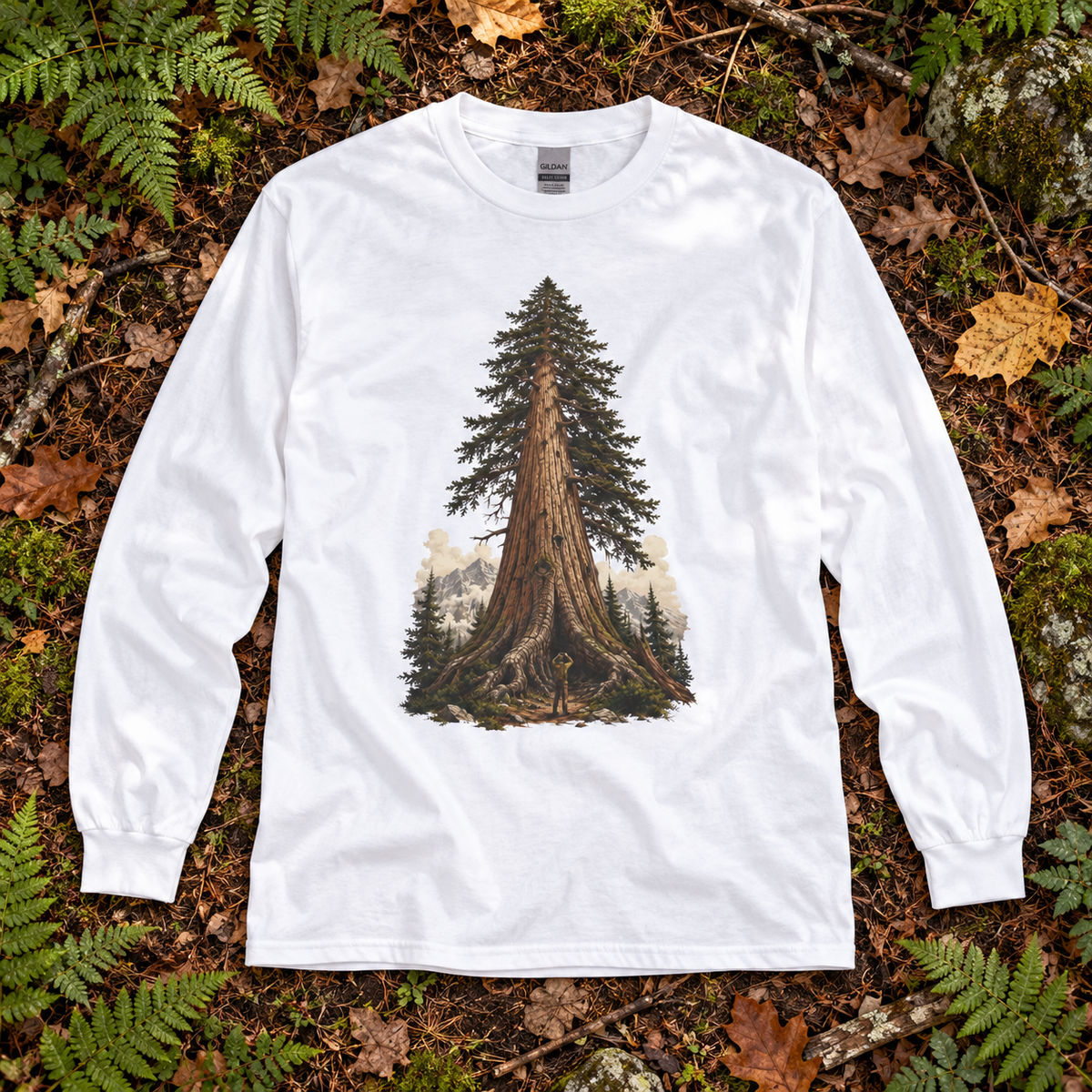 Giant Tree, Little Man Version 3 Long Sleeve T-Shirt