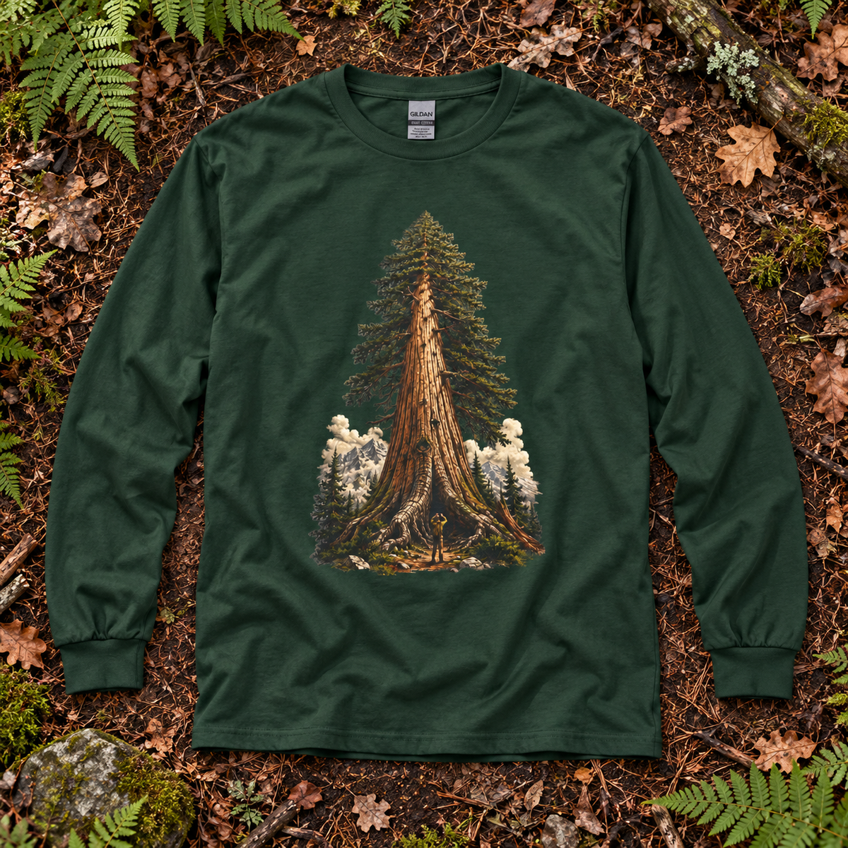 Giant Tree, Little Man Version 3 Long Sleeve T-Shirt