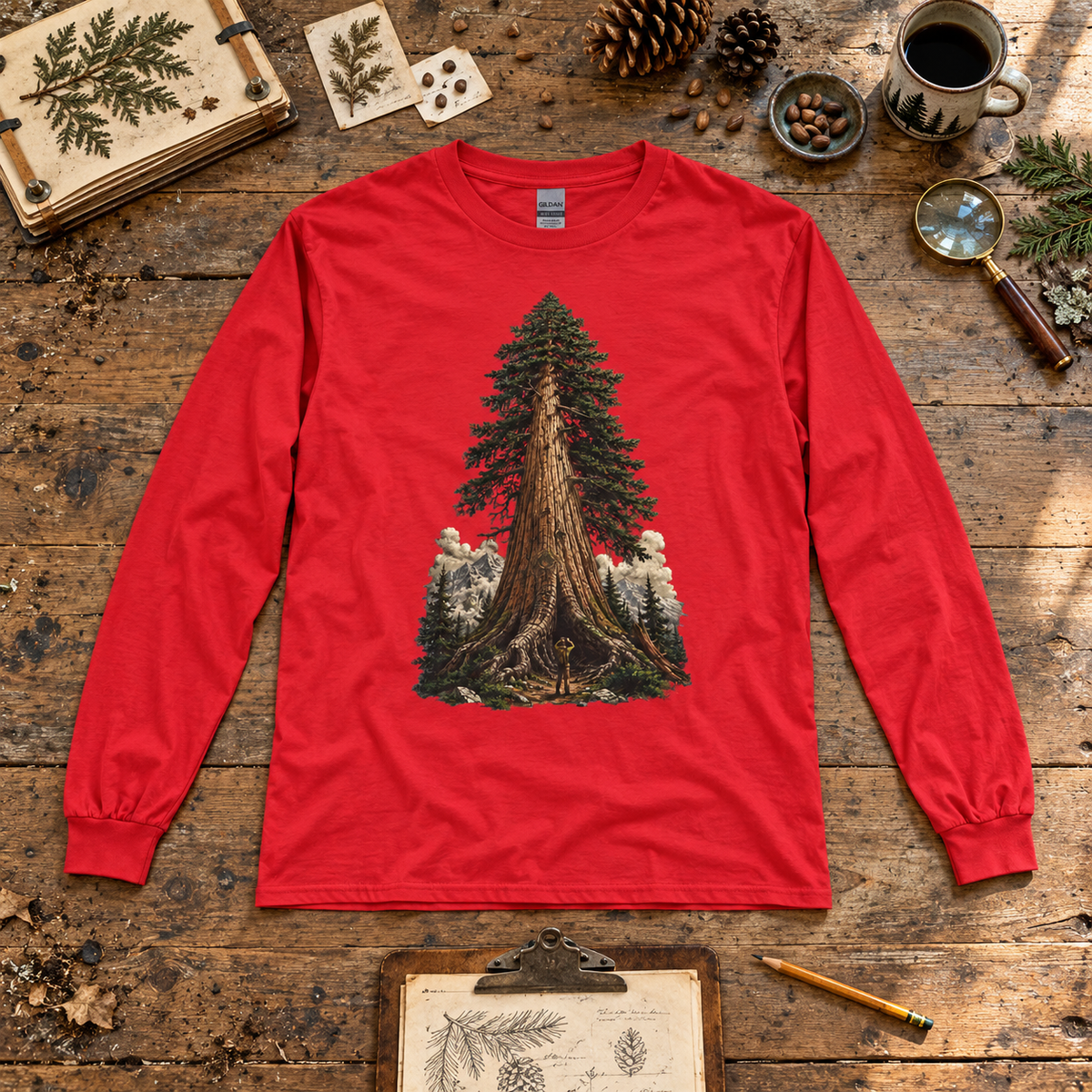 Giant Tree, Little Man Version 3 Long Sleeve T-Shirt