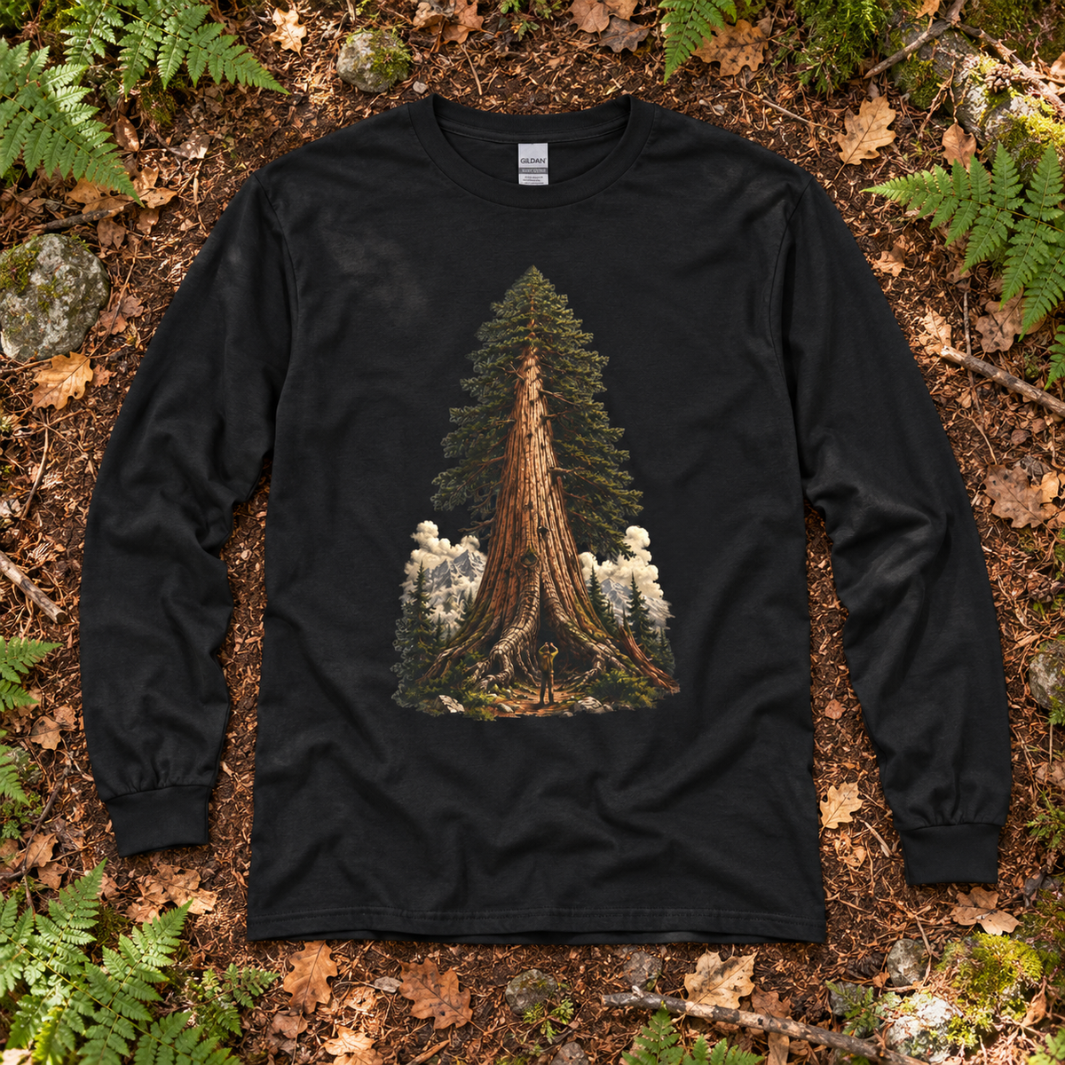 Giant Tree, Little Man Version 3 Long Sleeve T-Shirt