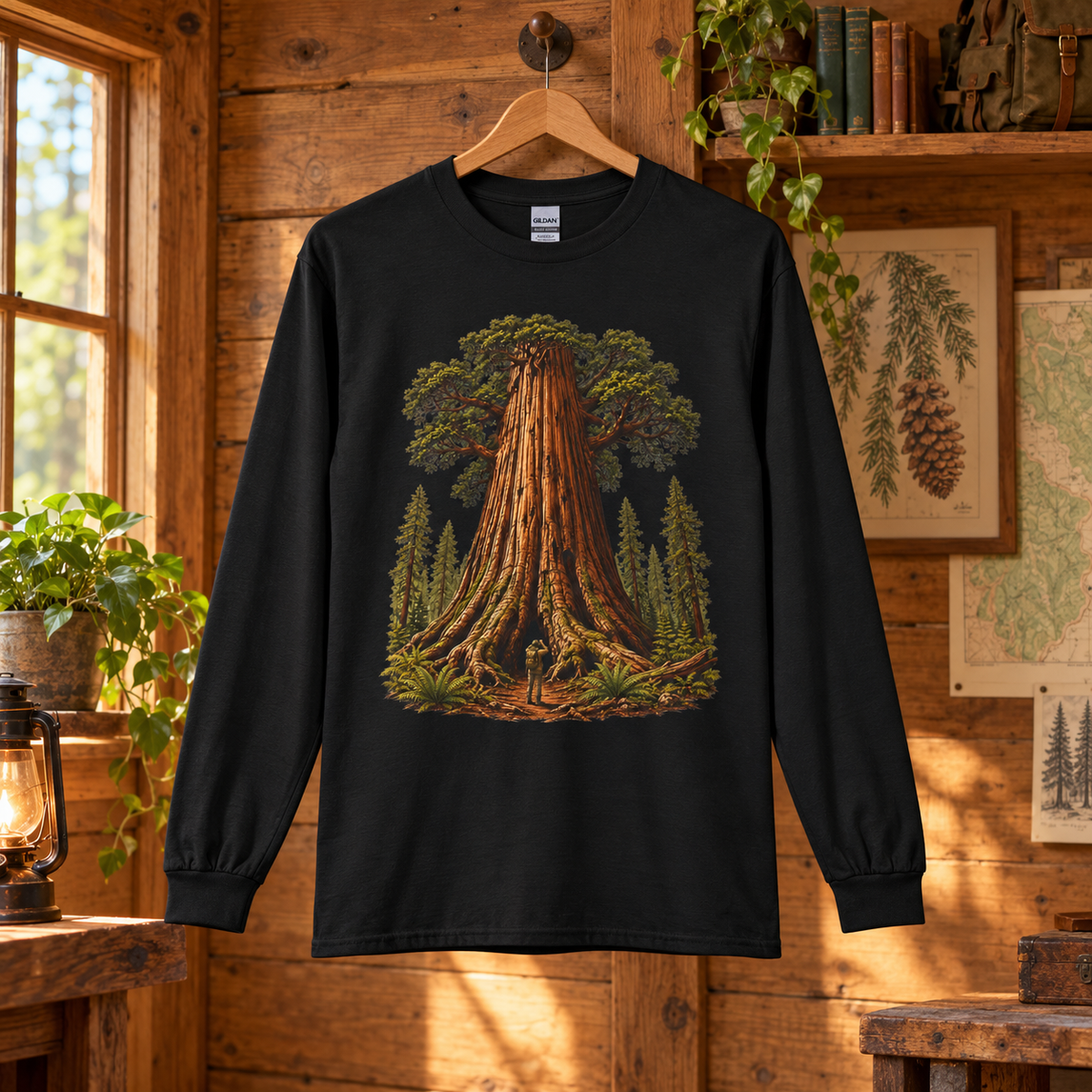 Giant Tree, Little Man Version 1 Long Sleeve T-Shirt