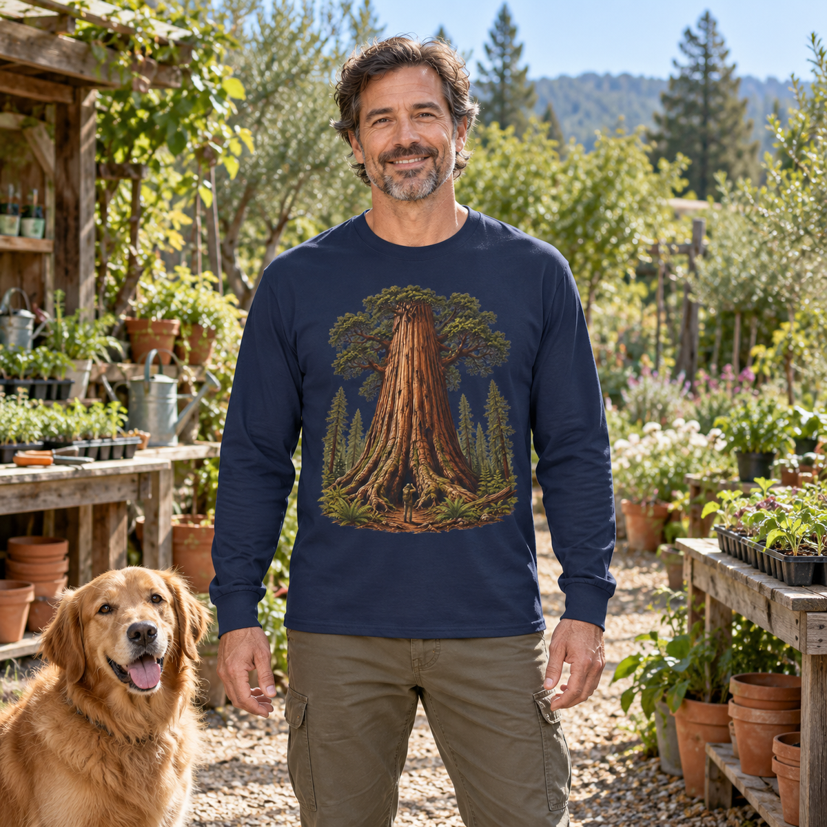 Giant Tree, Little Man Version 1 Long Sleeve T-Shirt