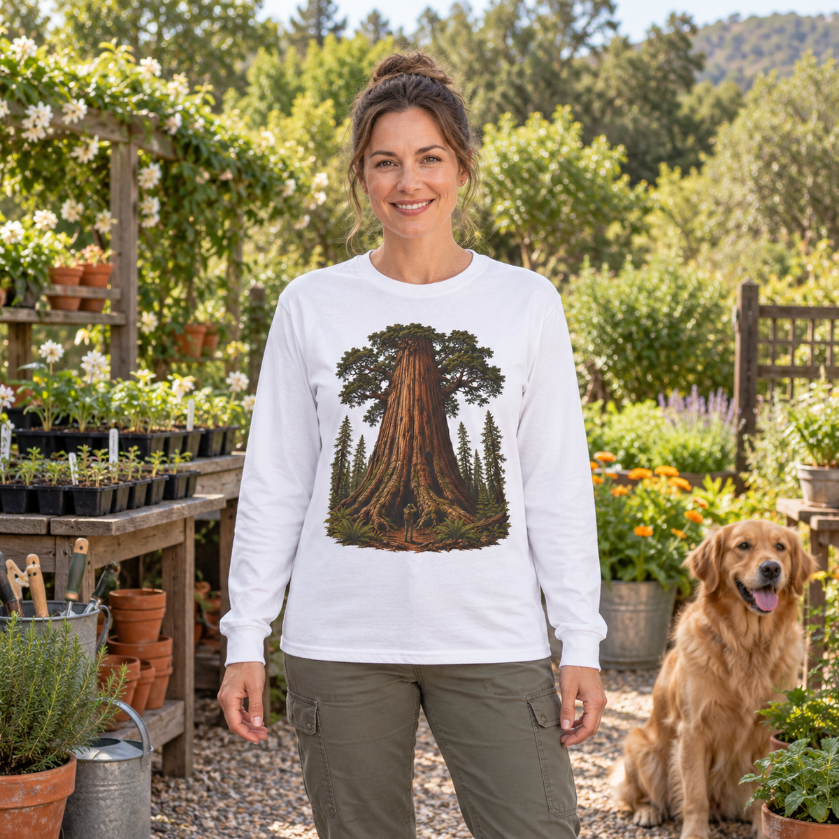 Giant Tree, Little Man Version 1 Long Sleeve T-Shirt