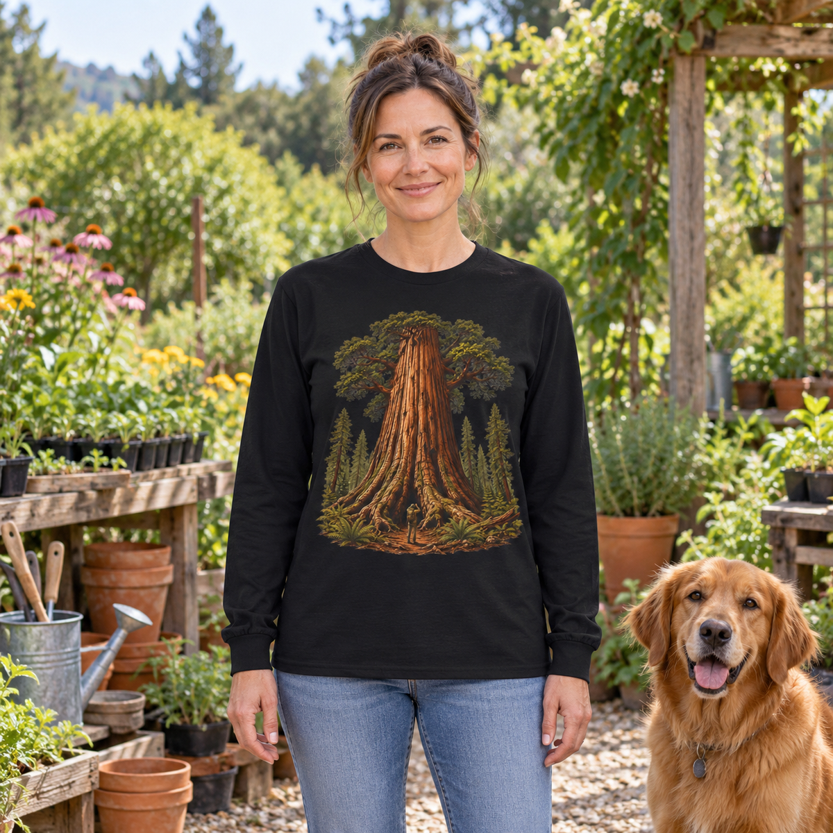 Giant Tree, Little Man Version 1 Long Sleeve T-Shirt