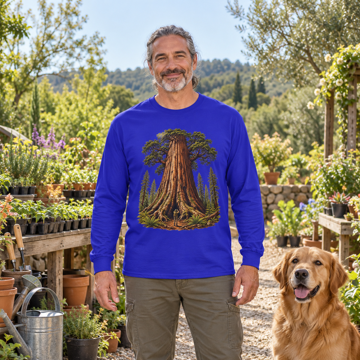 Giant Tree, Little Man Version 1 Long Sleeve T-Shirt