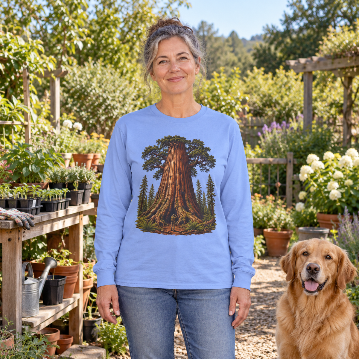 Giant Tree, Little Man Version 1 Long Sleeve T-Shirt