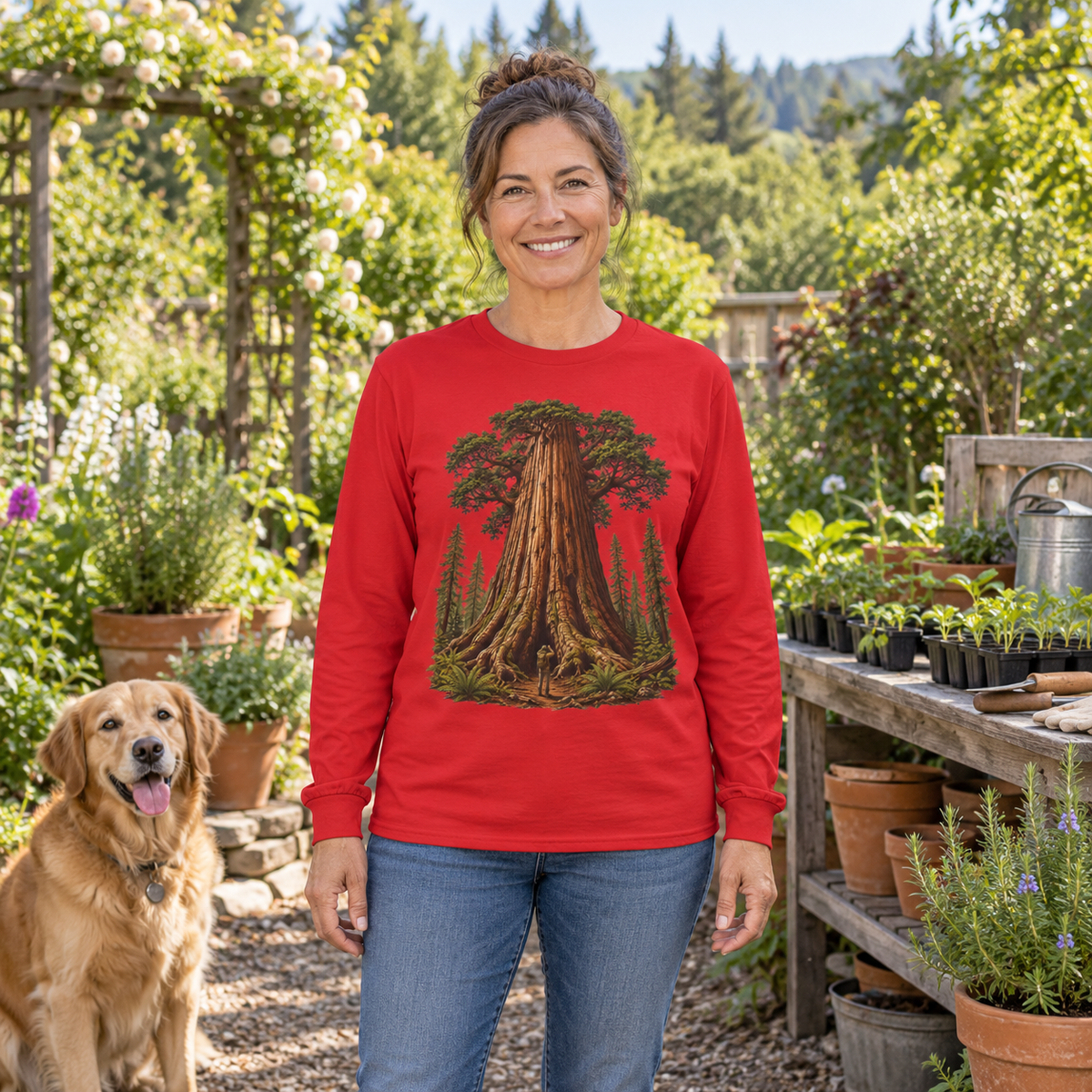 Giant Tree, Little Man Version 1 Long Sleeve T-Shirt