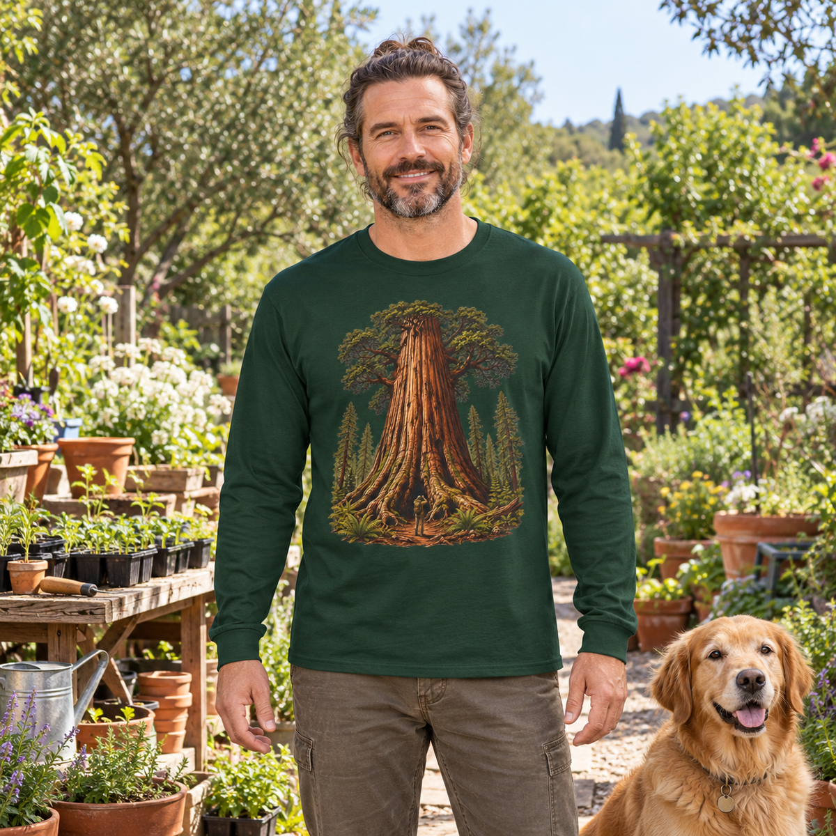 Giant Tree, Little Man Version 1 Long Sleeve T-Shirt