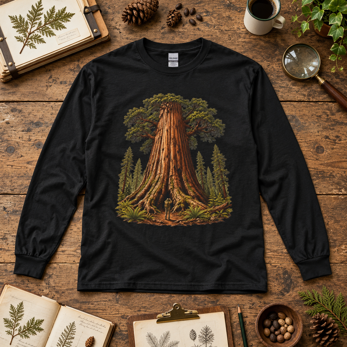 Giant Tree, Little Man Version 1 Long Sleeve T-Shirt