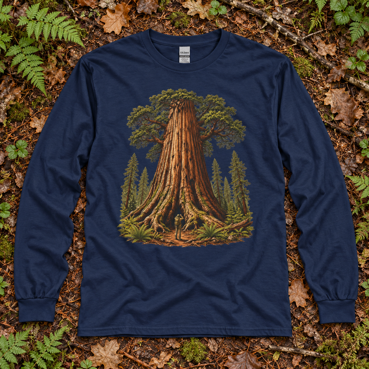 Giant Tree, Little Man Version 1 Long Sleeve T-Shirt