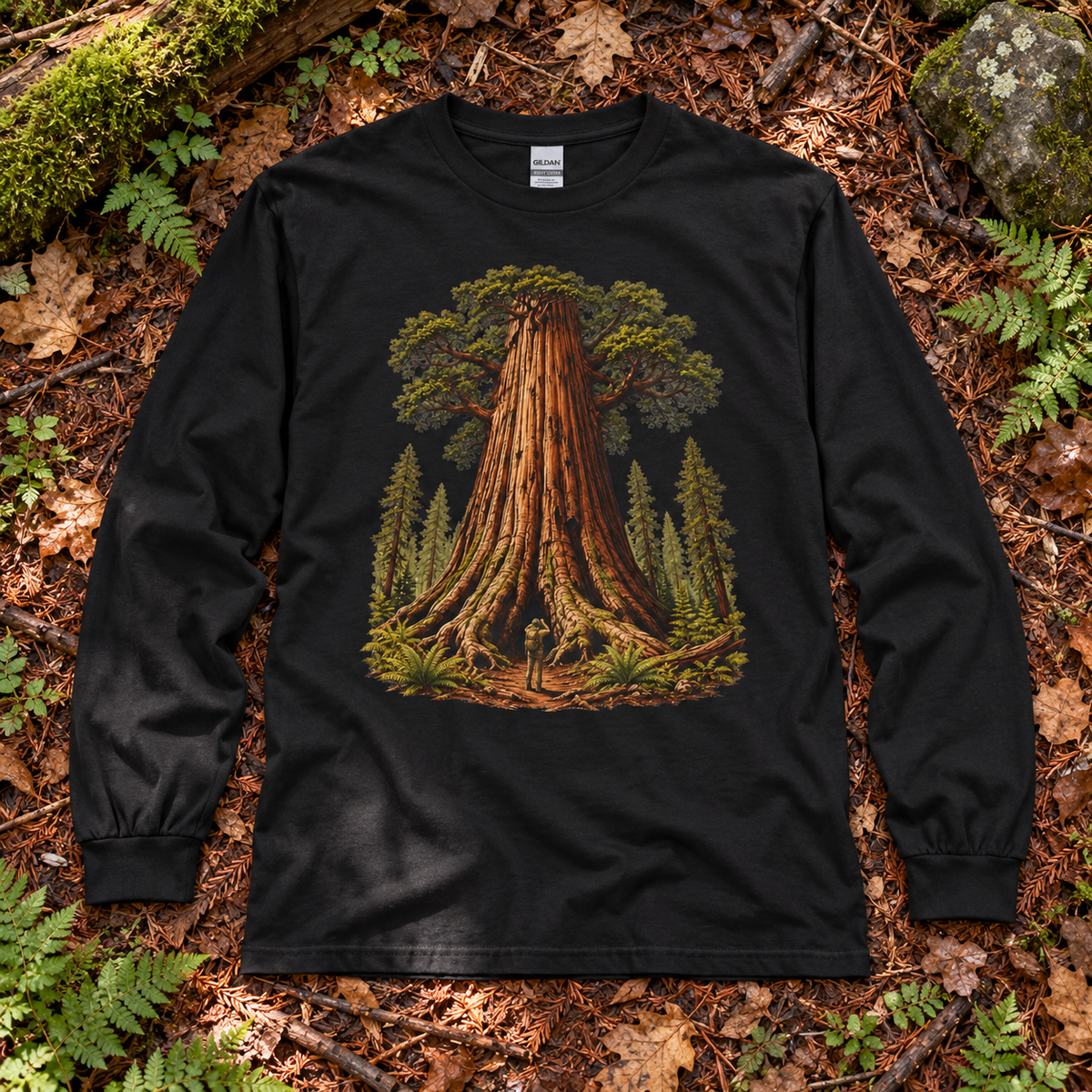 Giant Tree, Little Man Version 1 Long Sleeve T-Shirt