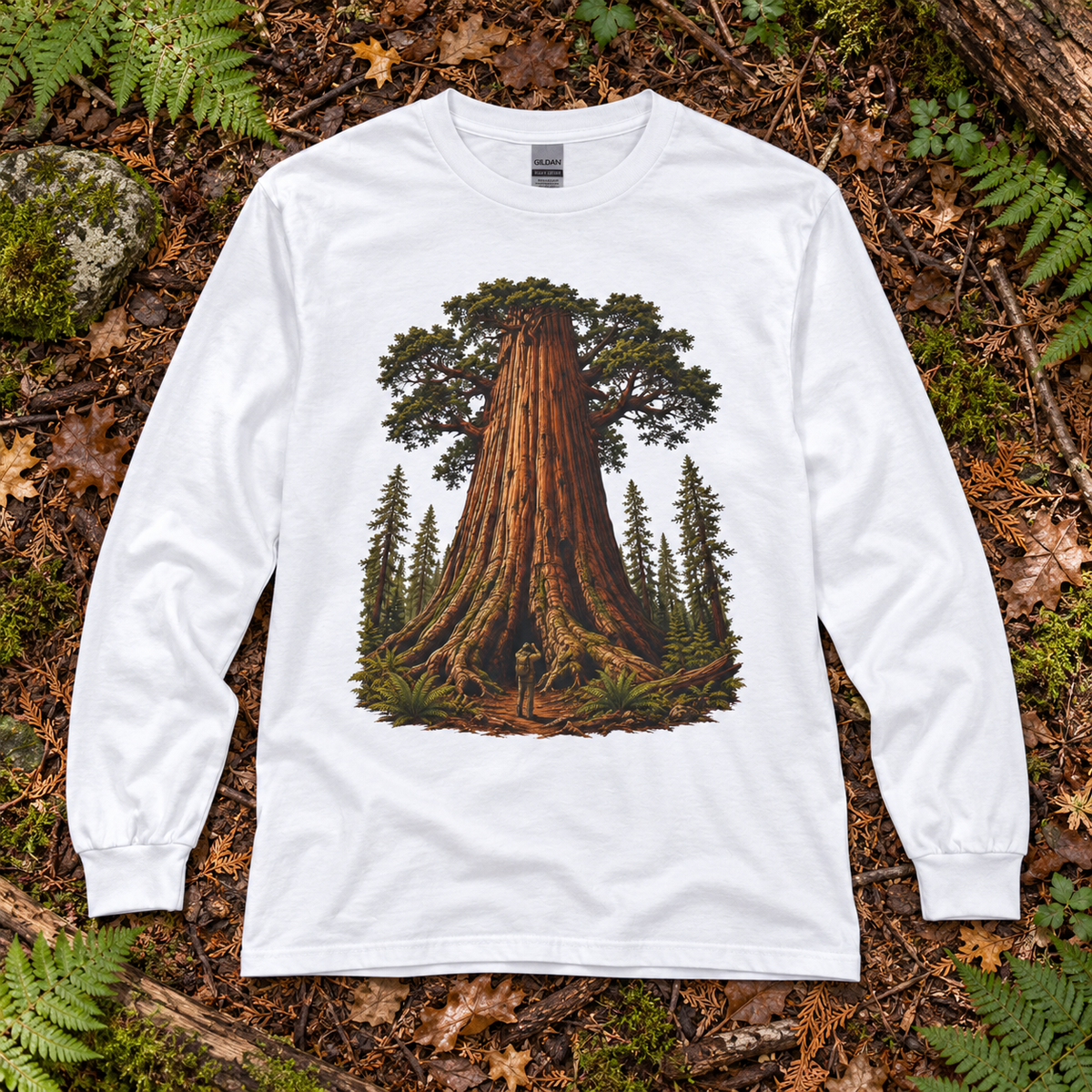 Giant Tree, Little Man Version 1 Long Sleeve T-Shirt