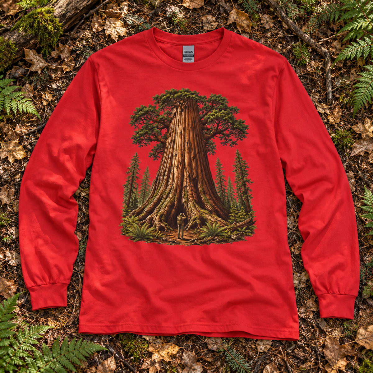 Giant Tree, Little Man Version 1 Long Sleeve T-Shirt