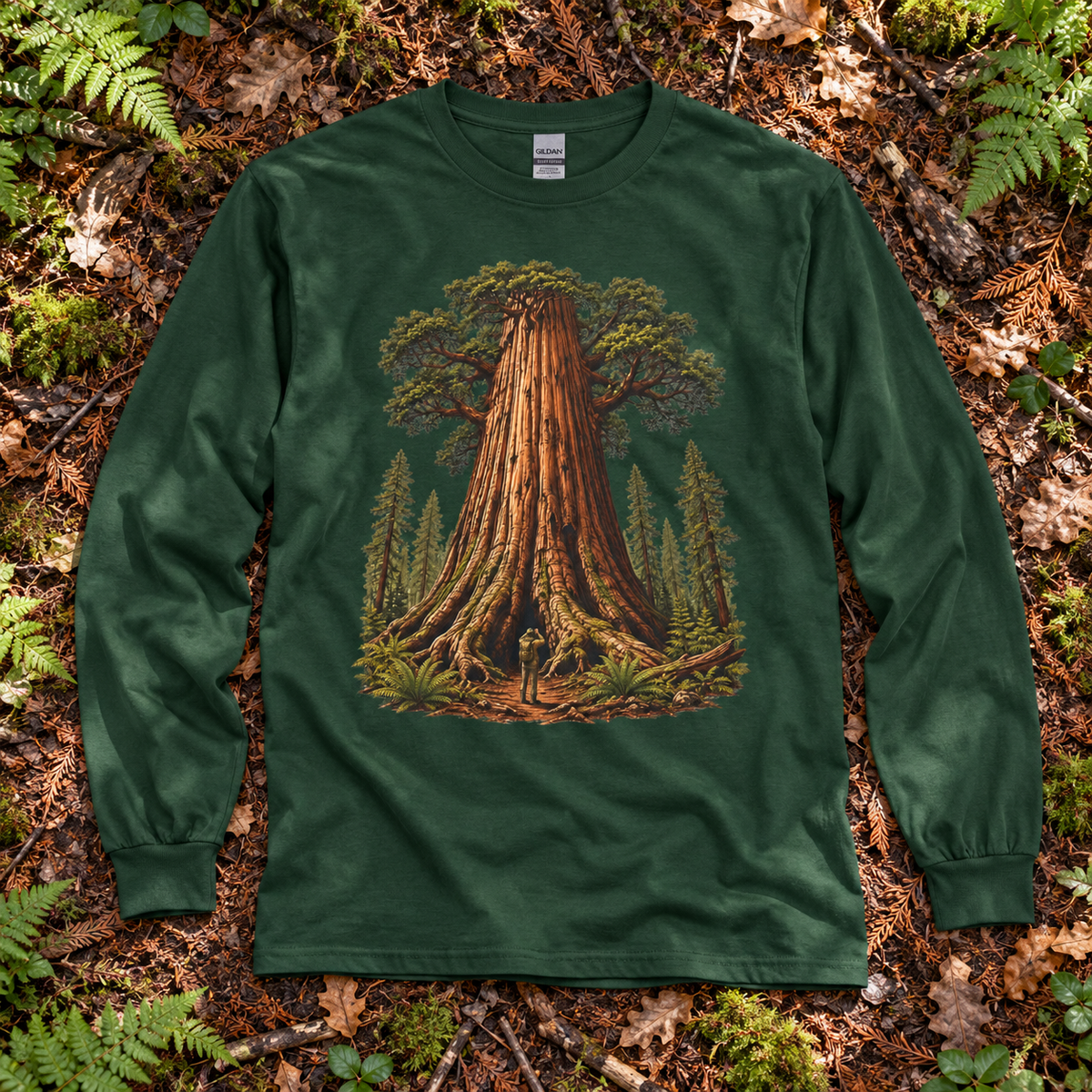 Giant Tree, Little Man Version 1 Long Sleeve T-Shirt