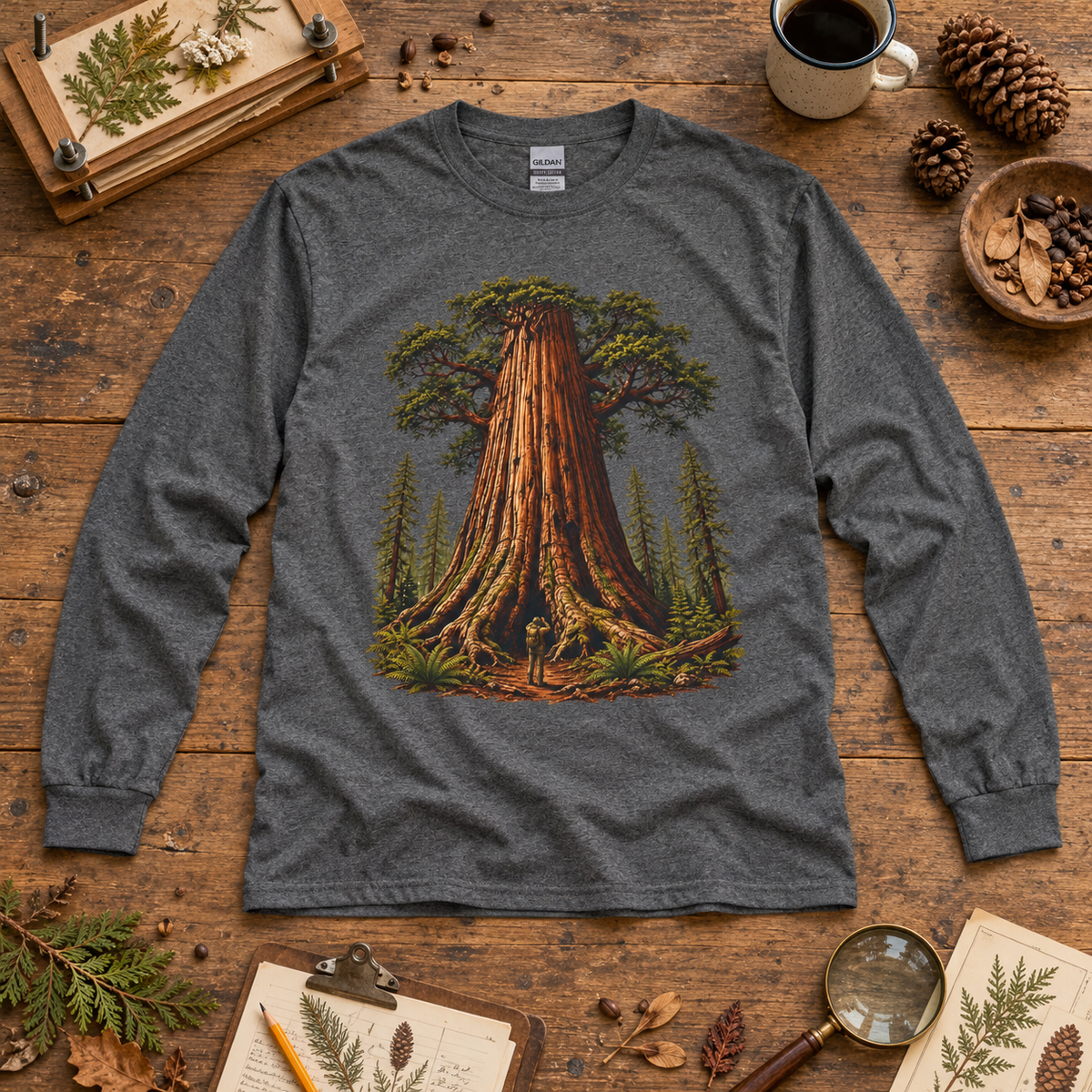Giant Tree, Little Man Version 1 Long Sleeve T-Shirt
