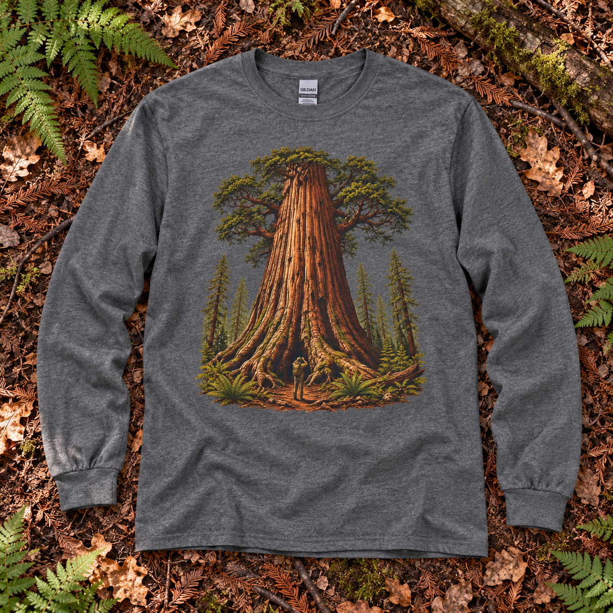 Giant Tree, Little Man Version 1 Long Sleeve T-Shirt