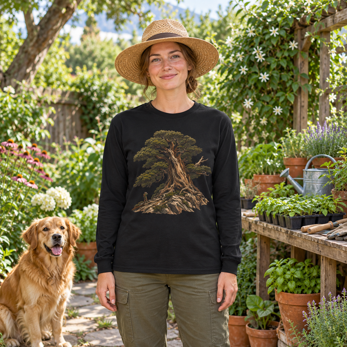 Giant Tree, Little Man Version 5 Long Sleeve T-Shirt