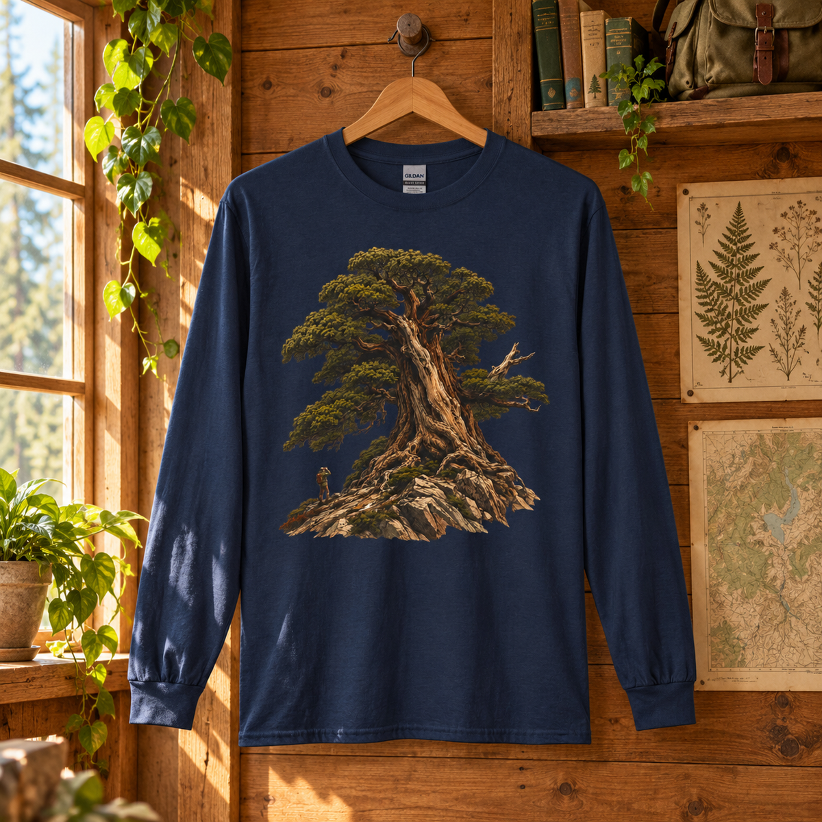 Giant Tree, Little Man Version 5 Long Sleeve T-Shirt