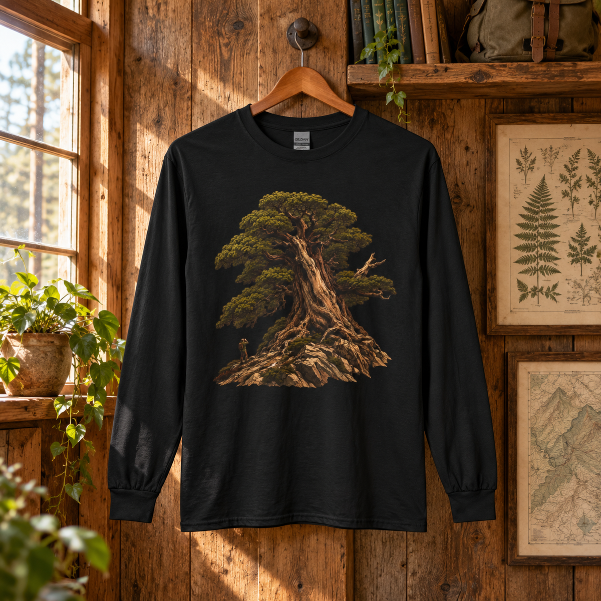Giant Tree, Little Man Version 5 Long Sleeve T-Shirt