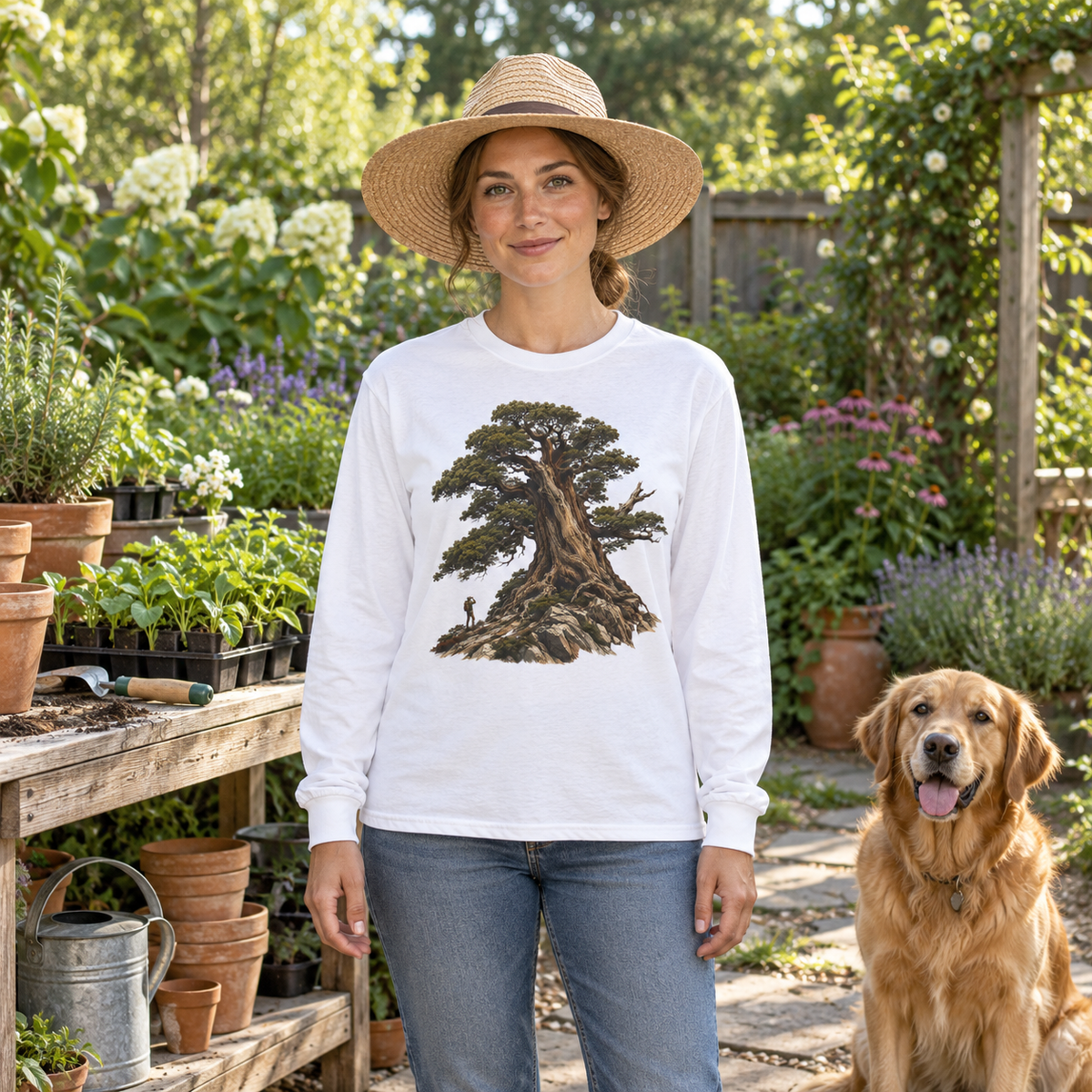 Giant Tree, Little Man Version 5 Long Sleeve T-Shirt