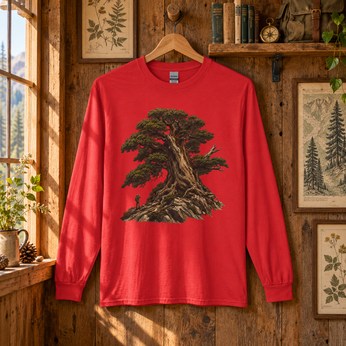 Giant Tree, Little Man Version 5 Long Sleeve T-Shirt