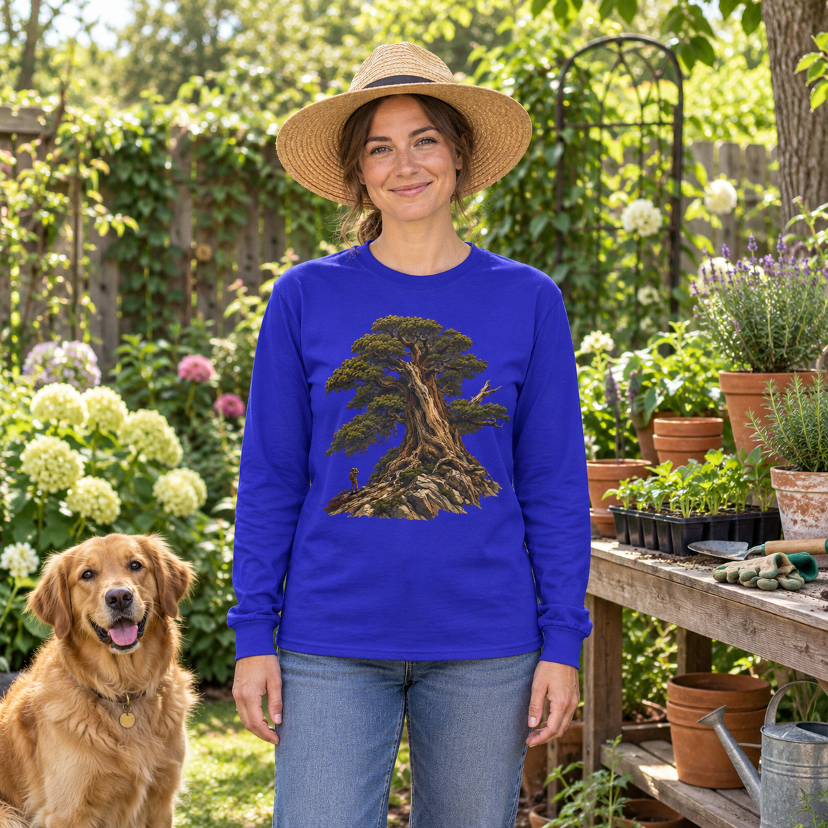 Giant Tree, Little Man Version 5 Long Sleeve T-Shirt