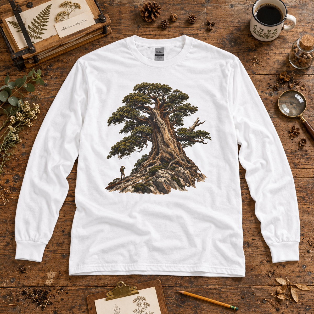 Giant Tree, Little Man Version 5 Long Sleeve T-Shirt