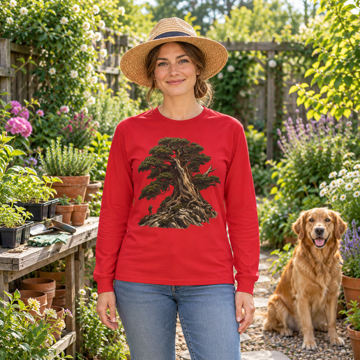 Giant Tree, Little Man Version 5 Long Sleeve T-Shirt