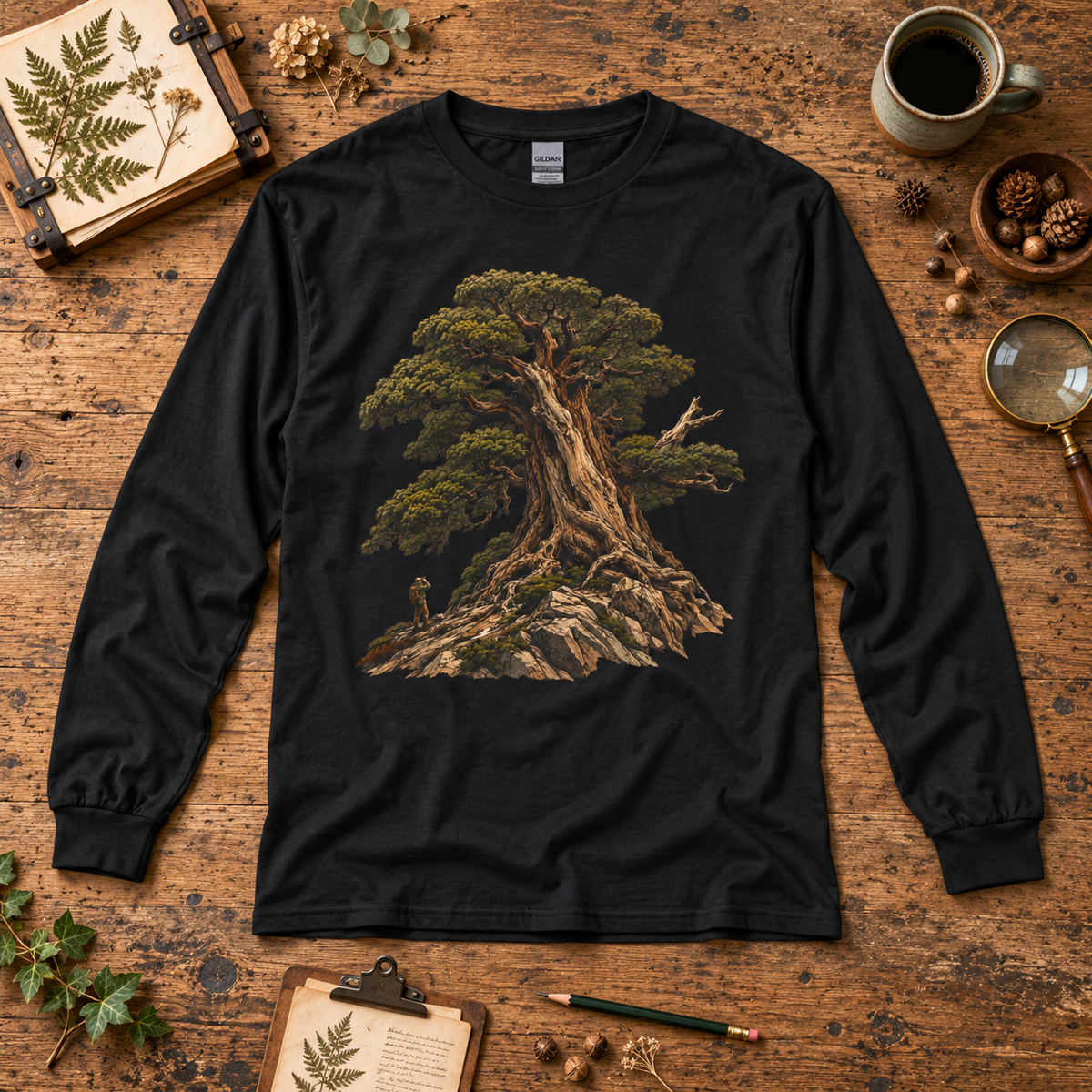 Giant Tree, Little Man Version 5 Long Sleeve T-Shirt