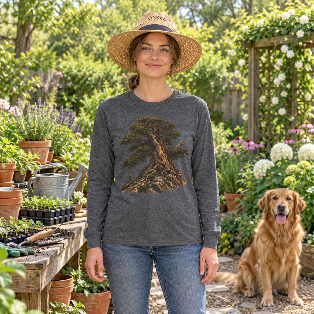Giant Tree, Little Man Version 5 Long Sleeve T-Shirt