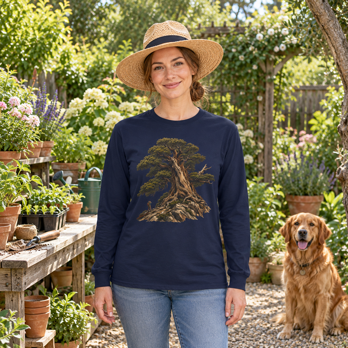 Giant Tree, Little Man Version 5 Long Sleeve T-Shirt
